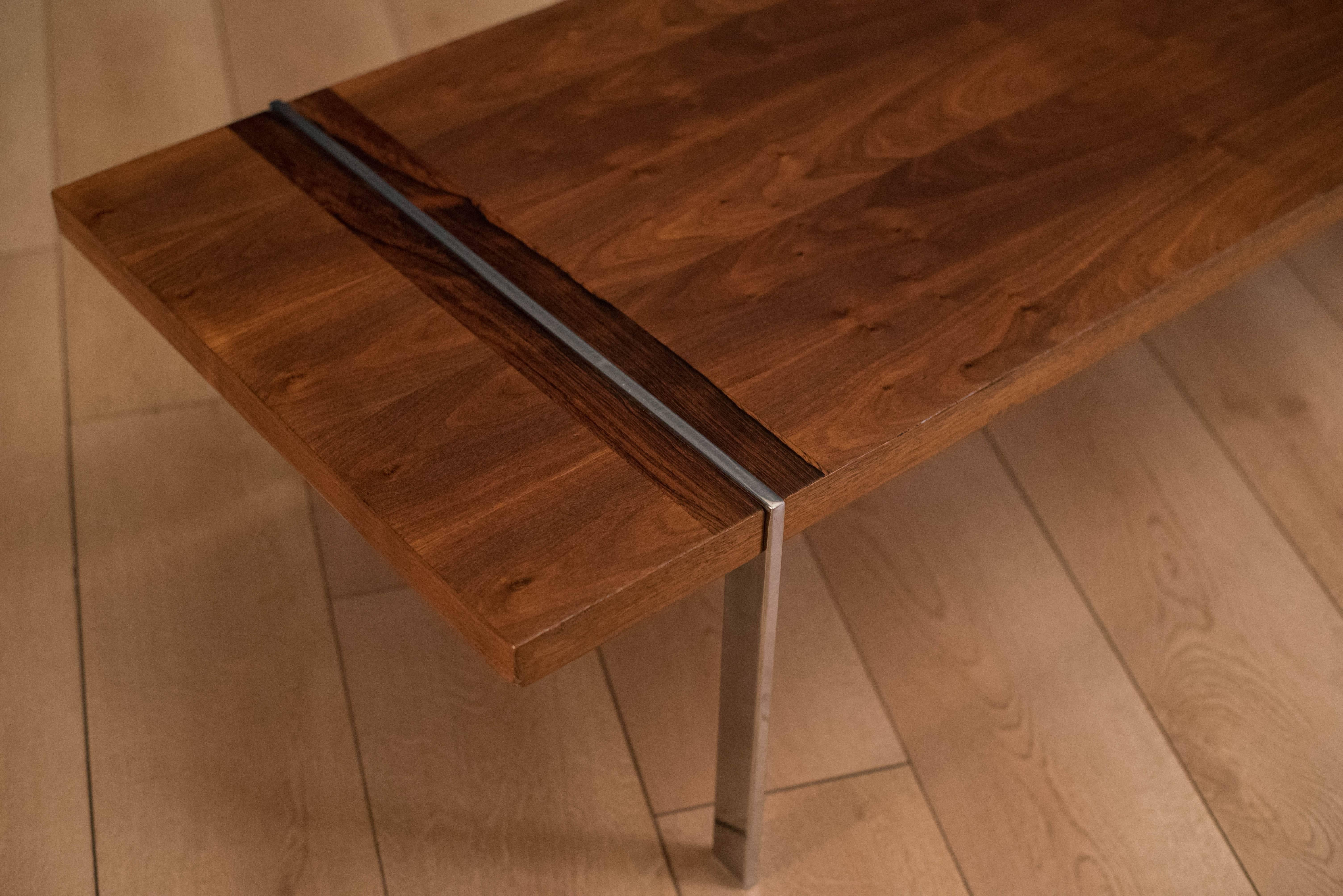 American Midcentury Walnut and Rosewood Lane Coffee Table