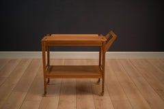 Mid Century Two-Tier Oak Bar Cart Trolley