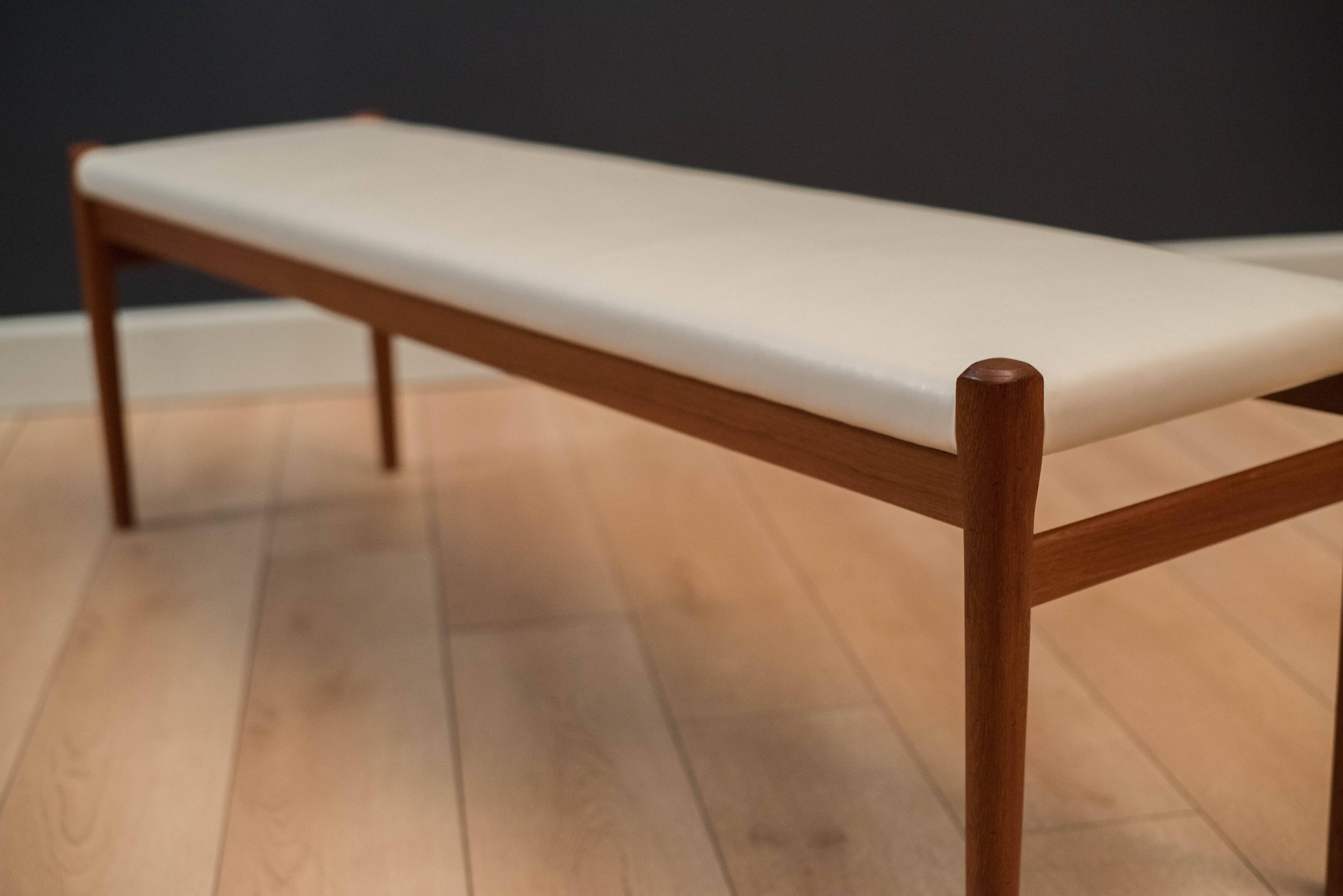Mid-20th Century Mid Century Teak and Leather N.O. Moller Bench