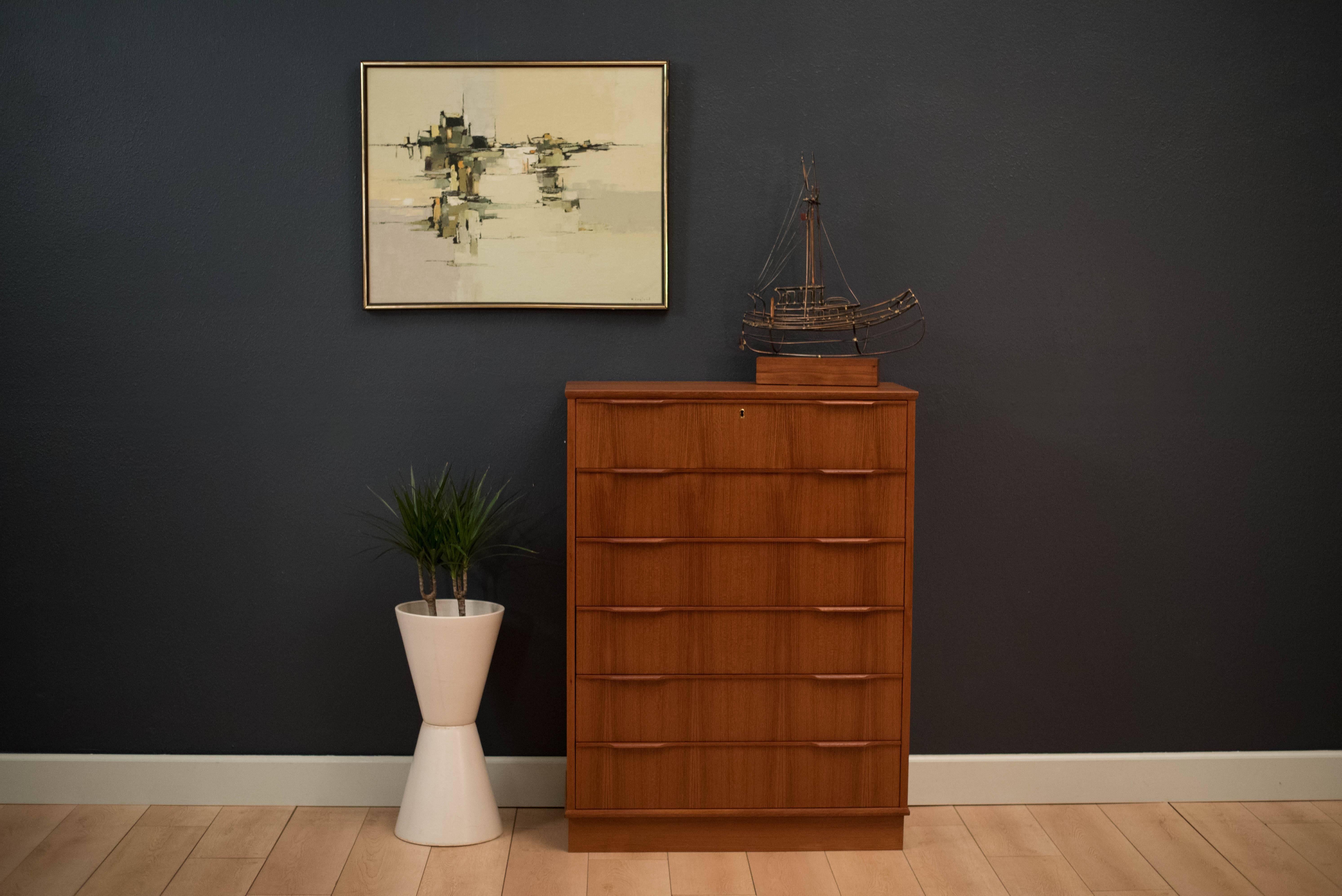 Scandinavian Modern Vintage Danish Teak Highboy Dresser