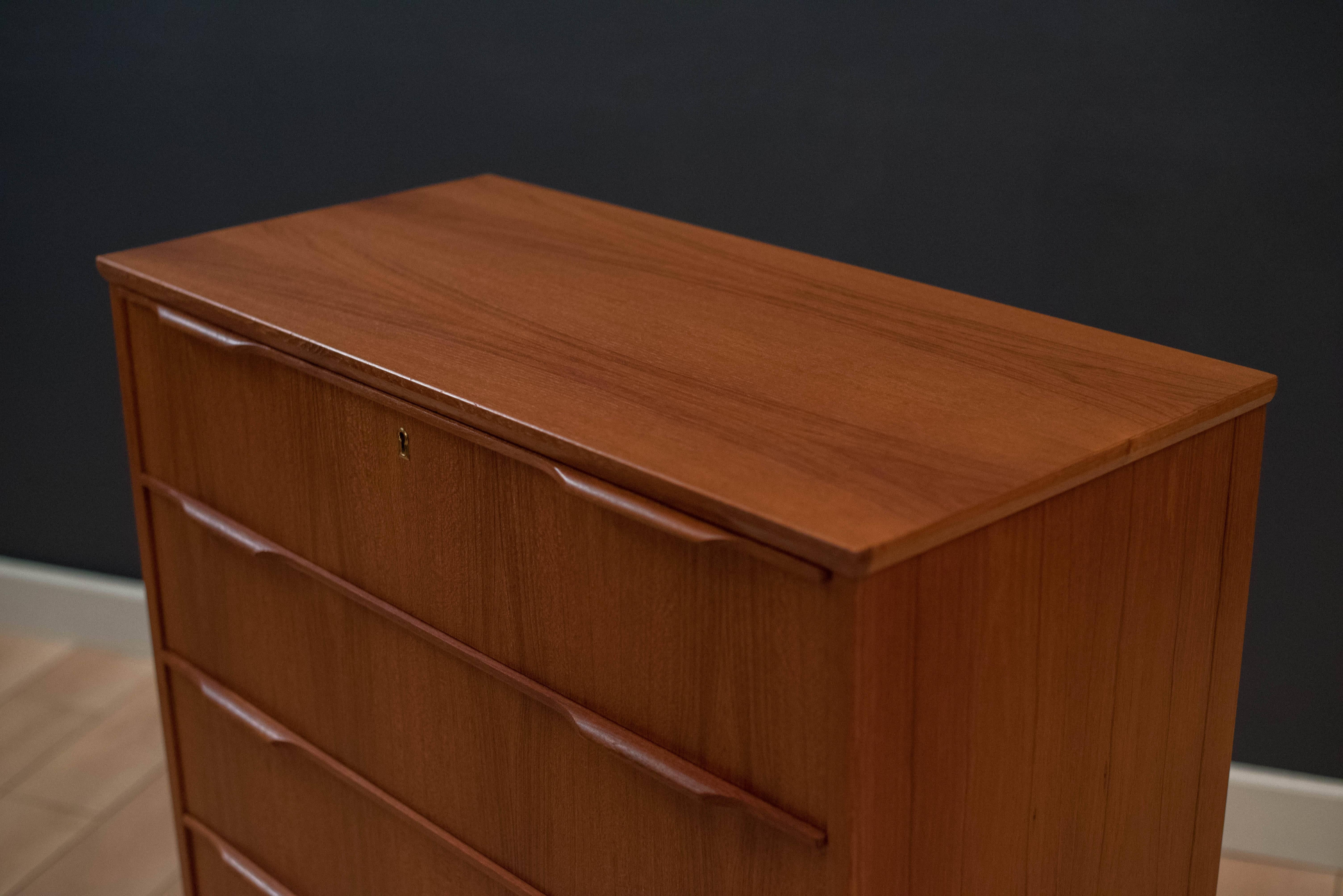Mid-20th Century Vintage Danish Teak Highboy Dresser