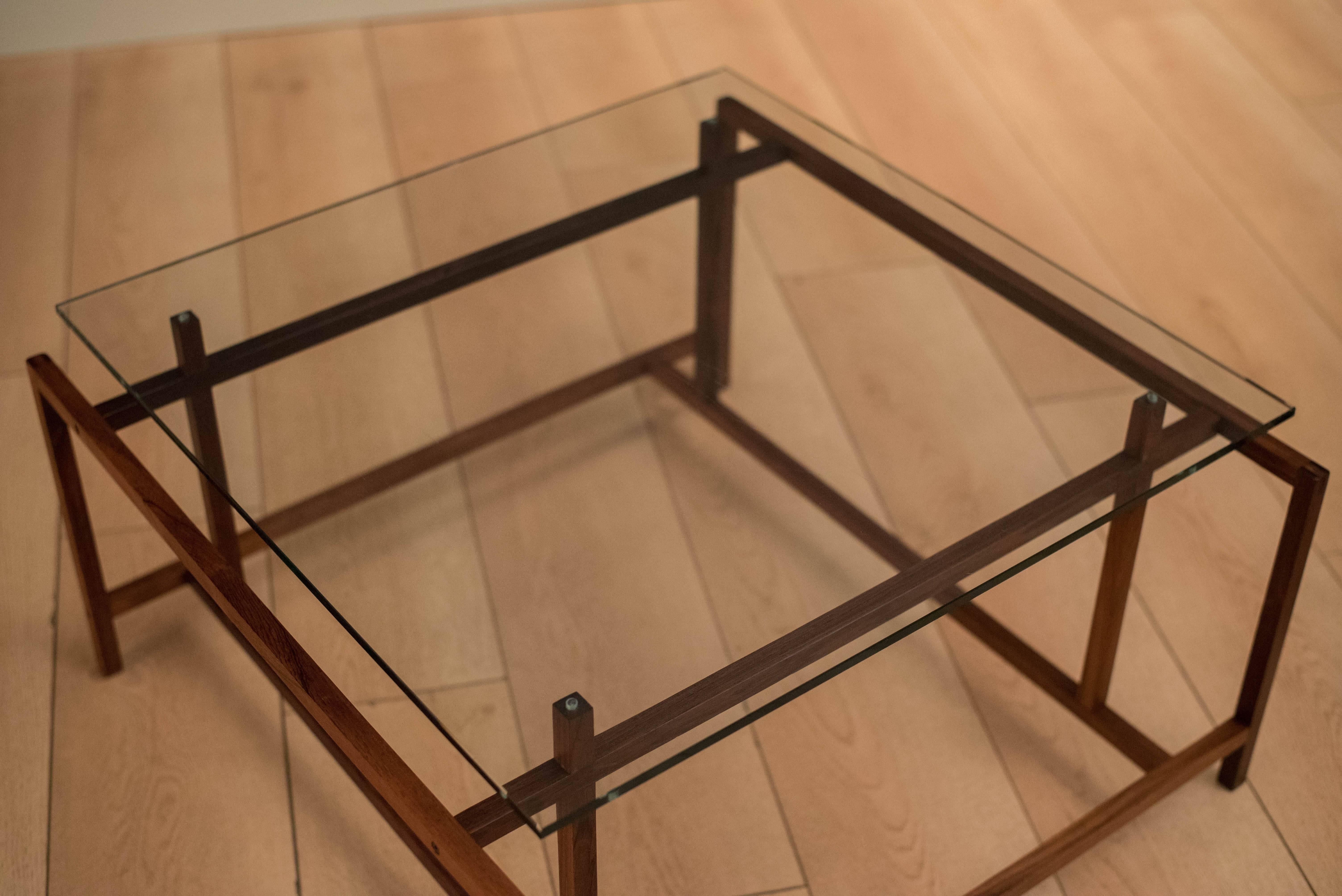 Danish Mid-Century Rosewood and Glass Side Tables by Henning Norgaard