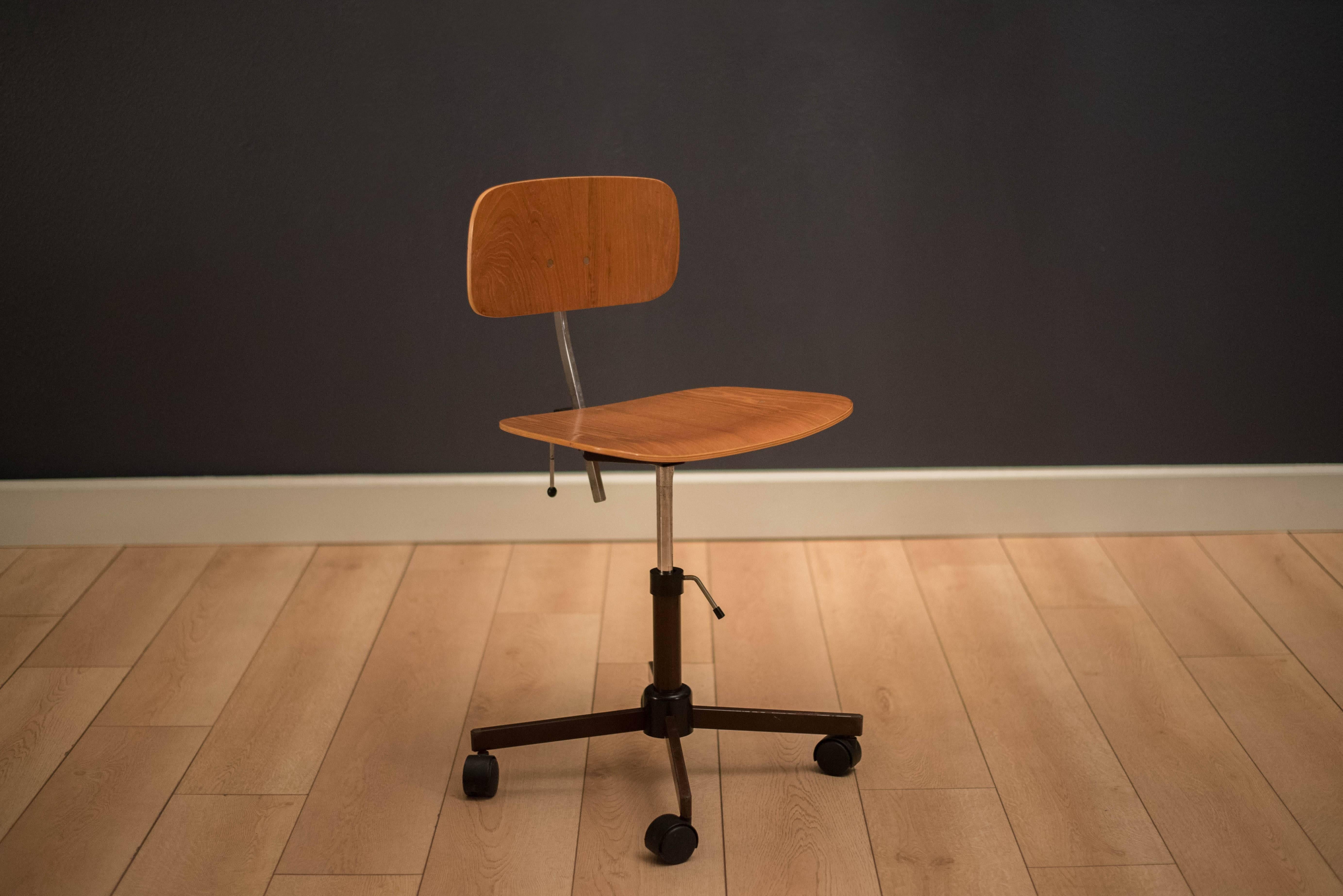 Danish Vintage Teak Kevi Office Chair by Jorgen Rasmussen