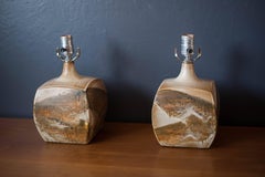 Pair of Vintage Pottery Drip Glaze Studio Lamps