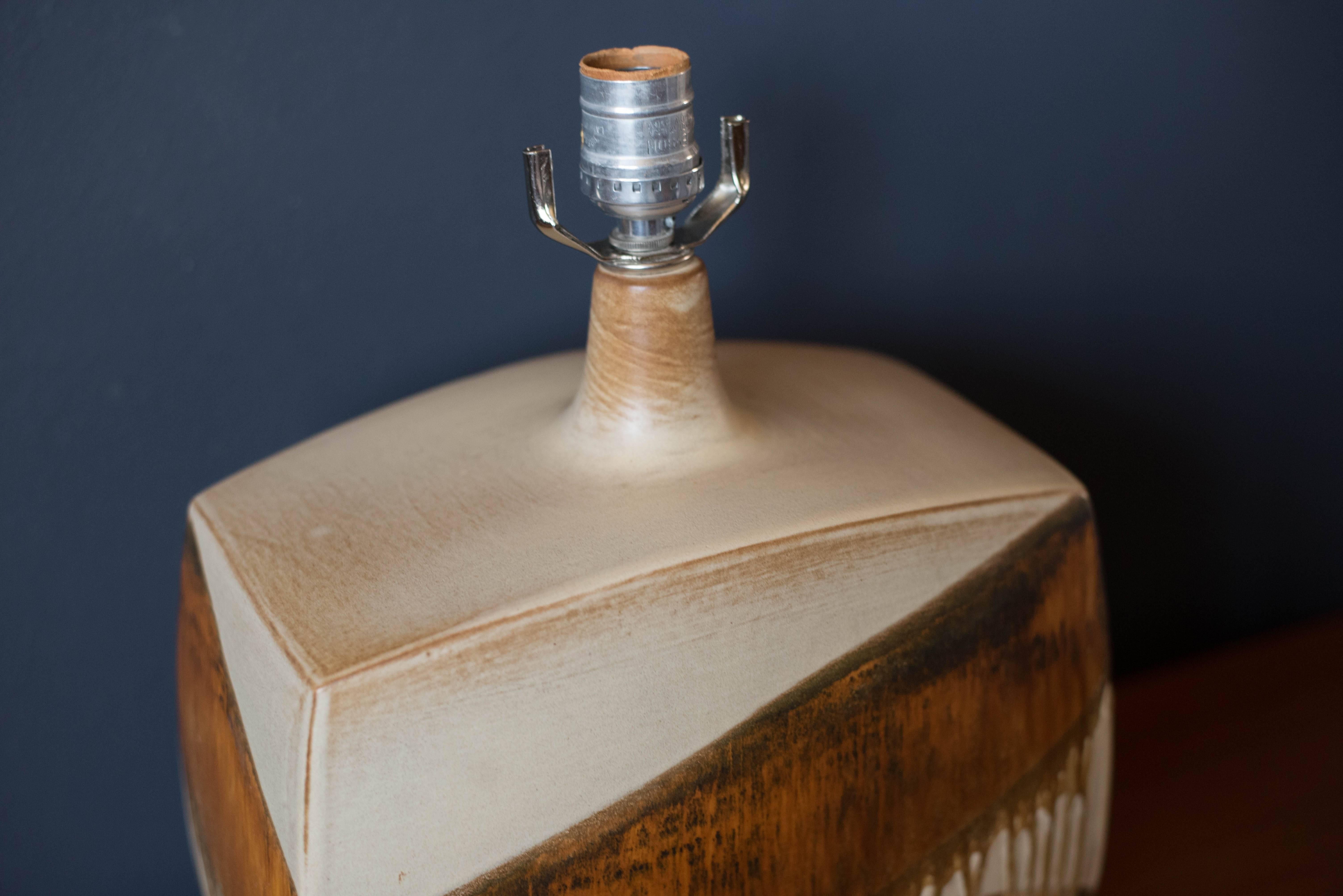 Late 20th Century Vintage Ceramic Drip Glaze Table Lamp