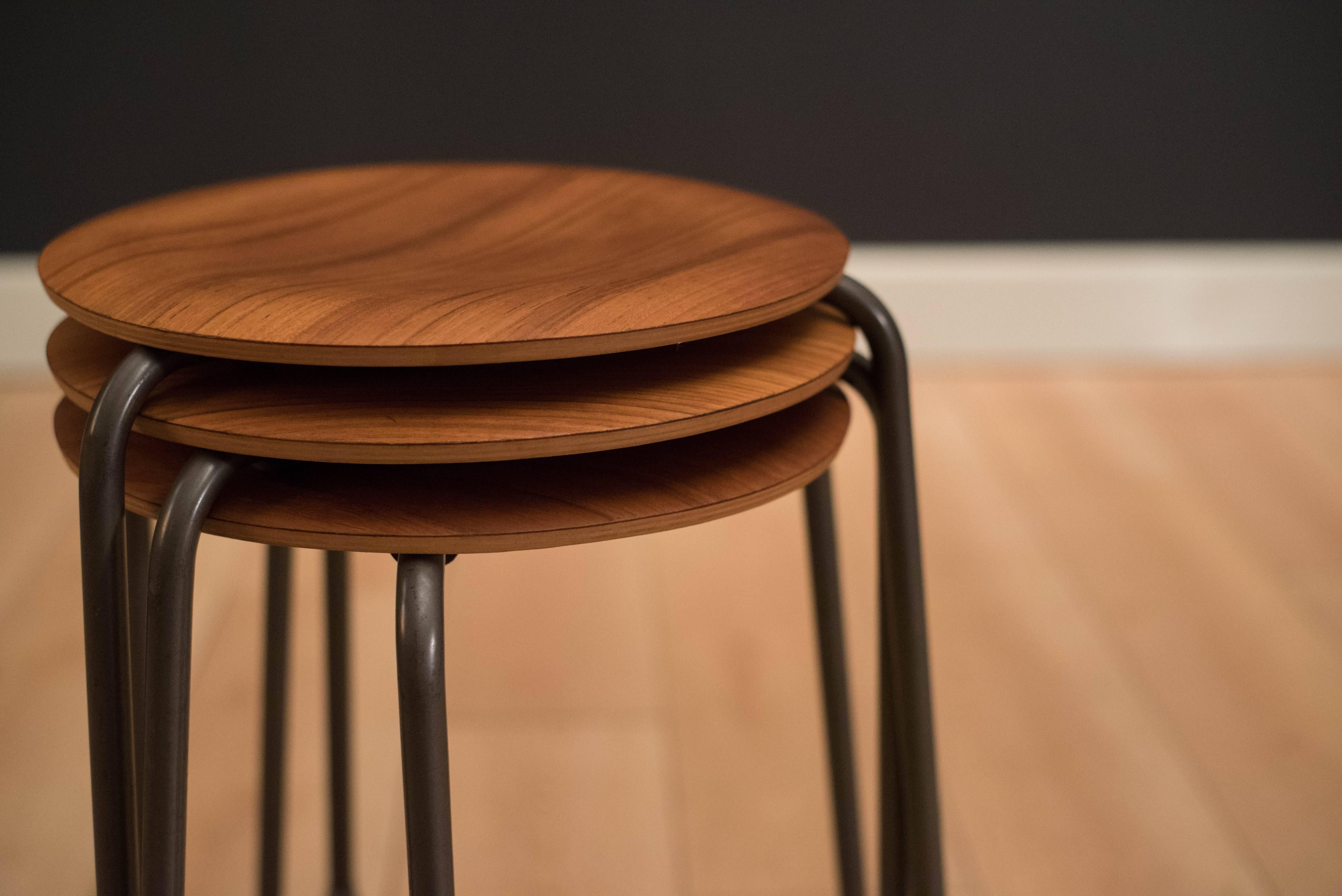 Danish Arne Jacobsen Teak Dot Stools for Fritz Hansen In Good Condition In San Jose, CA