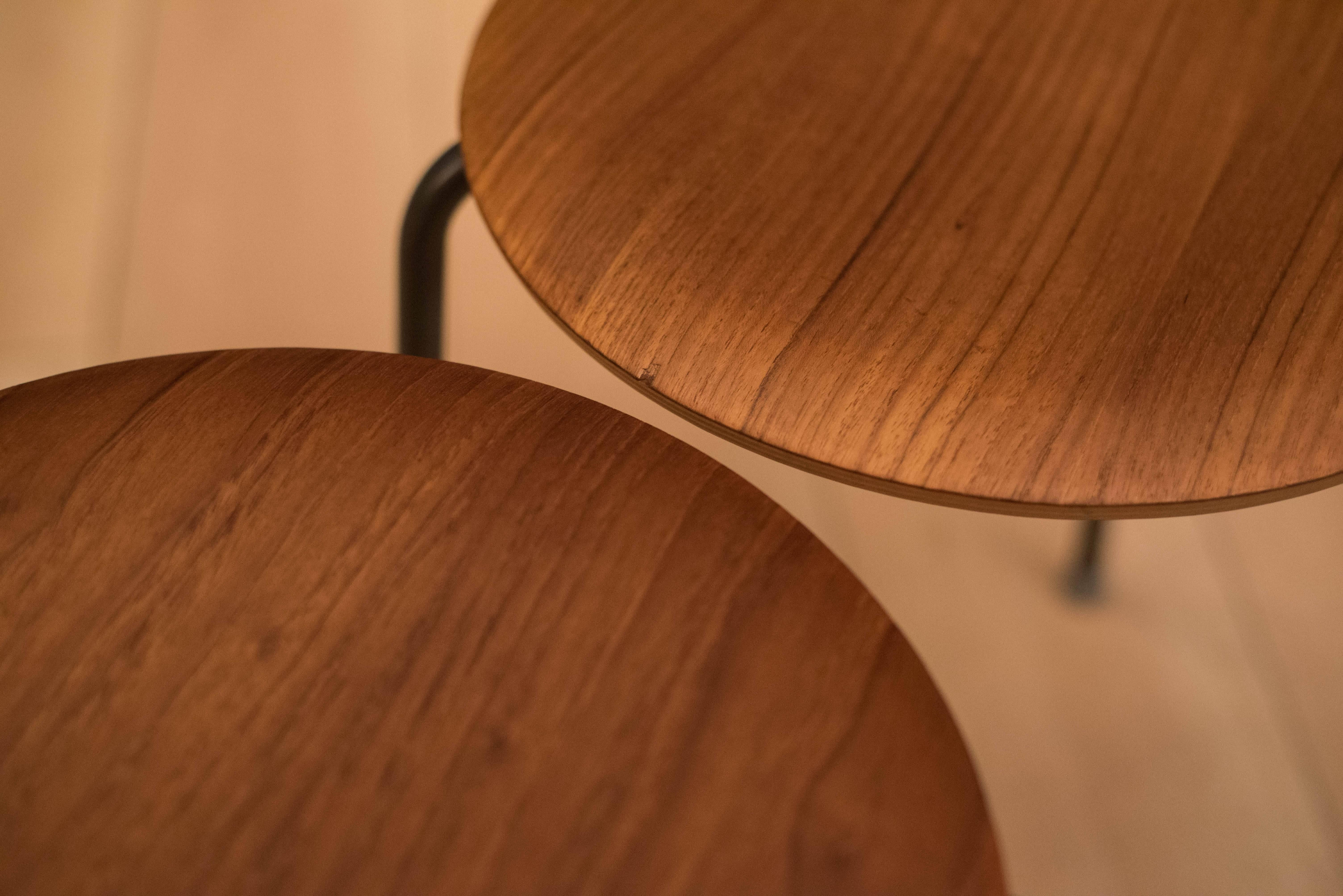 Danish Arne Jacobsen Teak Dot Stools for Fritz Hansen 2