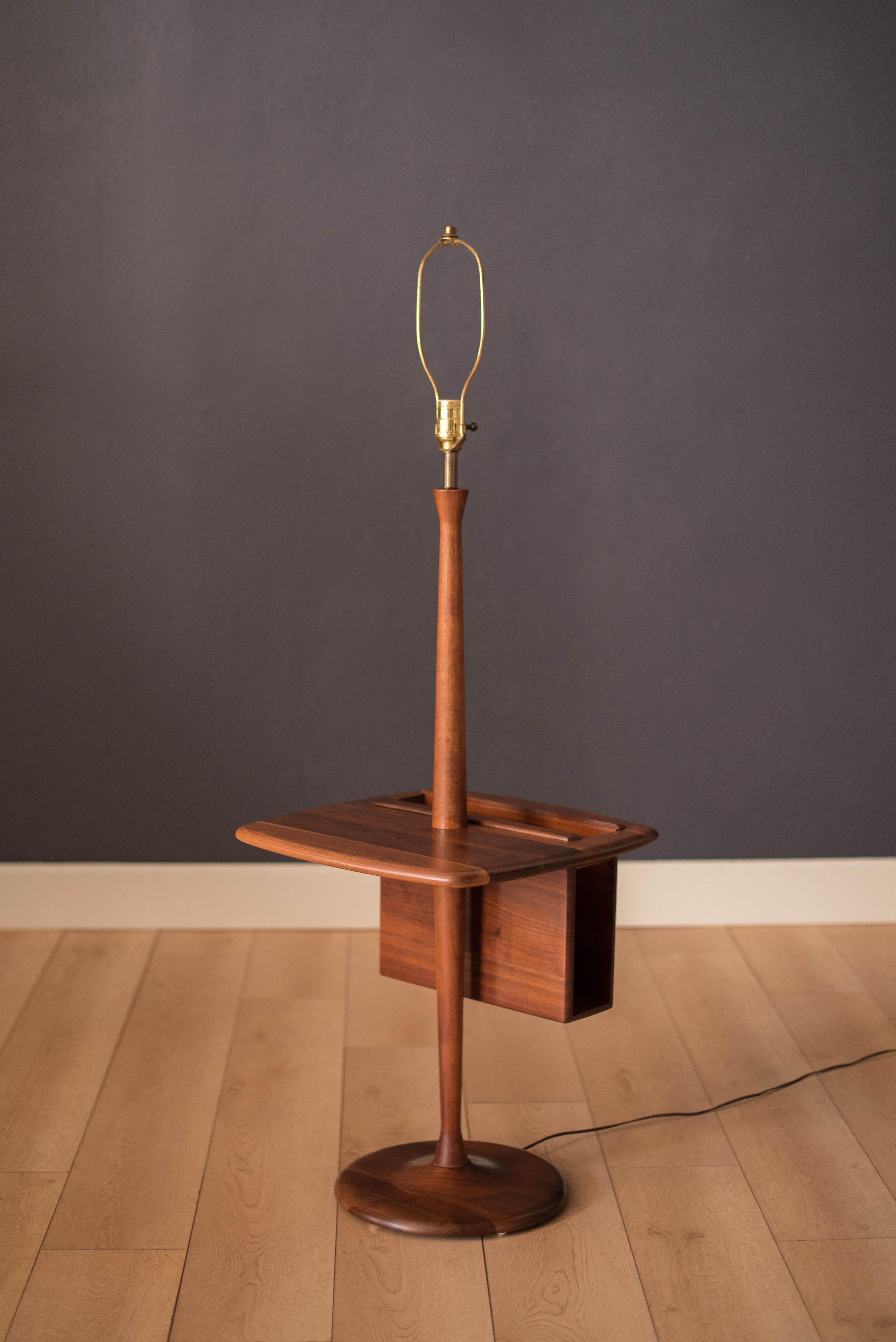 Mid Century Walnut Laurel Floor Lamp with Magazine Rack 3
