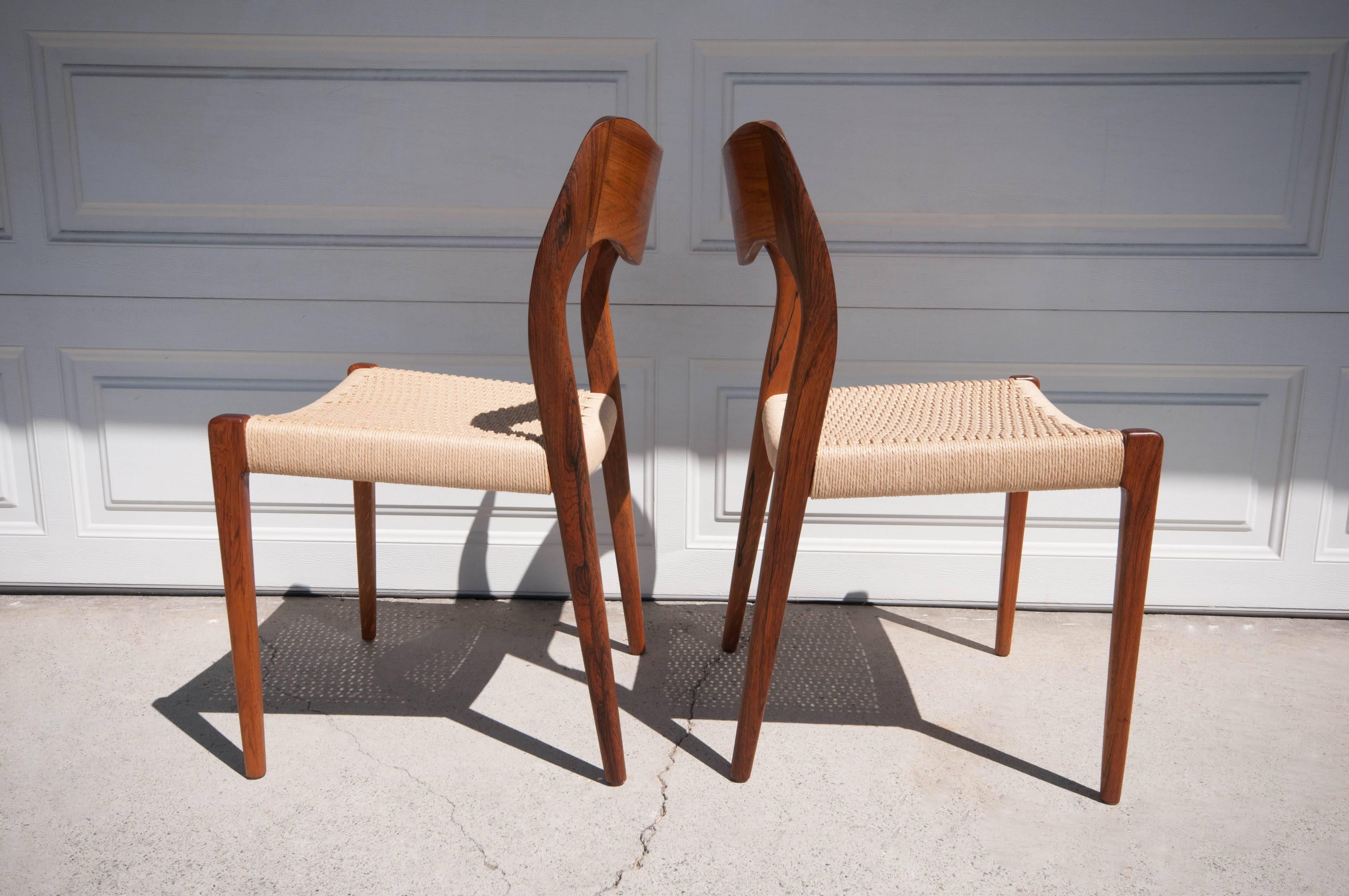 Set of Six N.O. Møller No. 71 Rosewood Dining Chairs In Good Condition In San Jose, CA