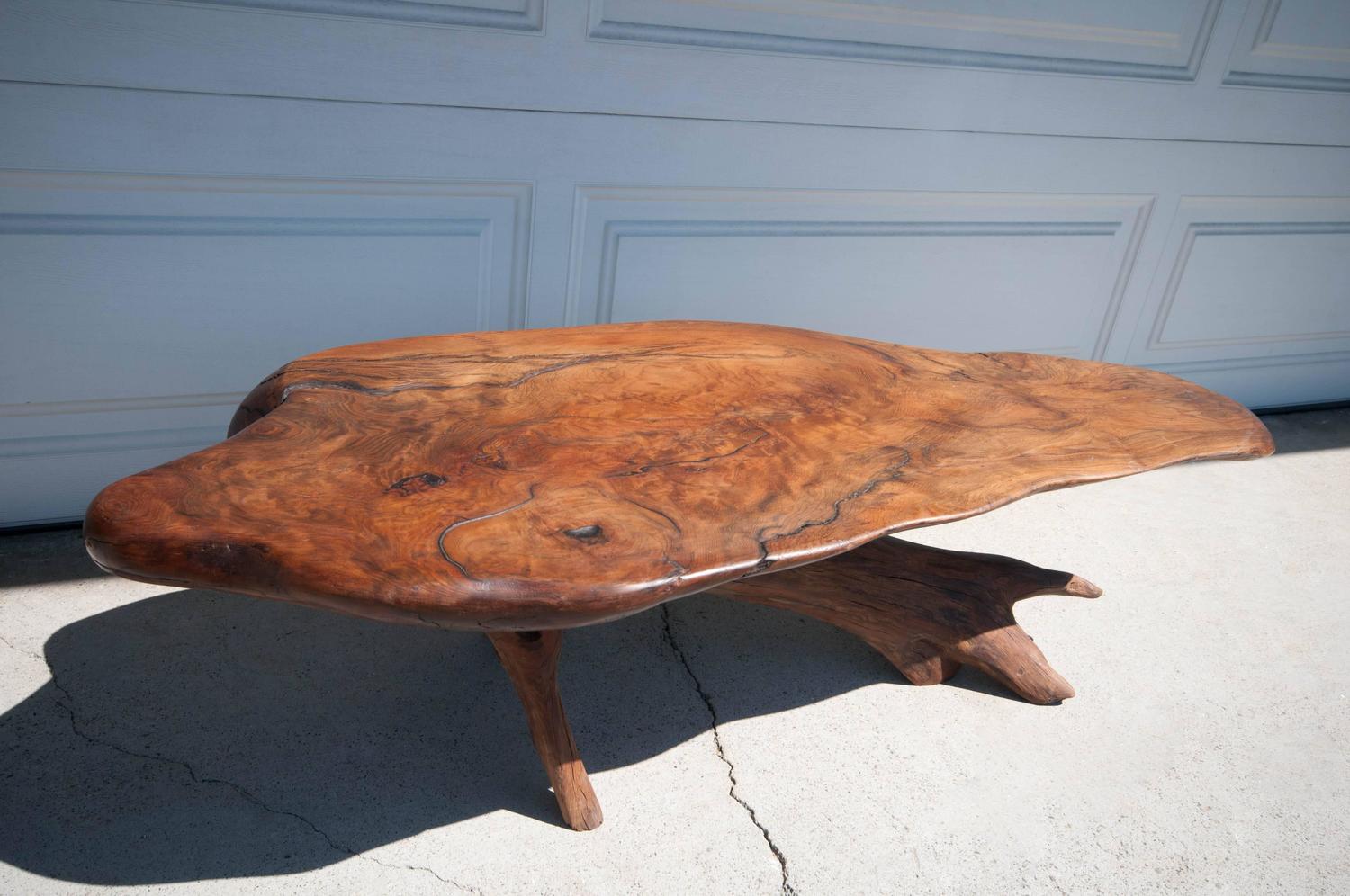 Vintage Live Edge Redwood Coffee Table For Sale at 1stdibs