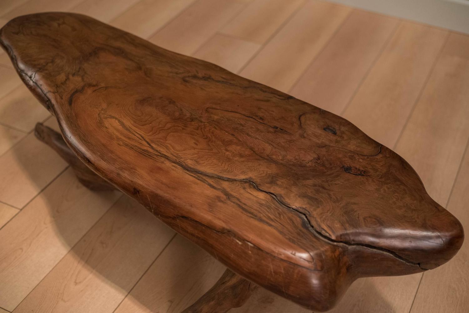 Vintage Live Edge Redwood Coffee Table For Sale at 1stdibs