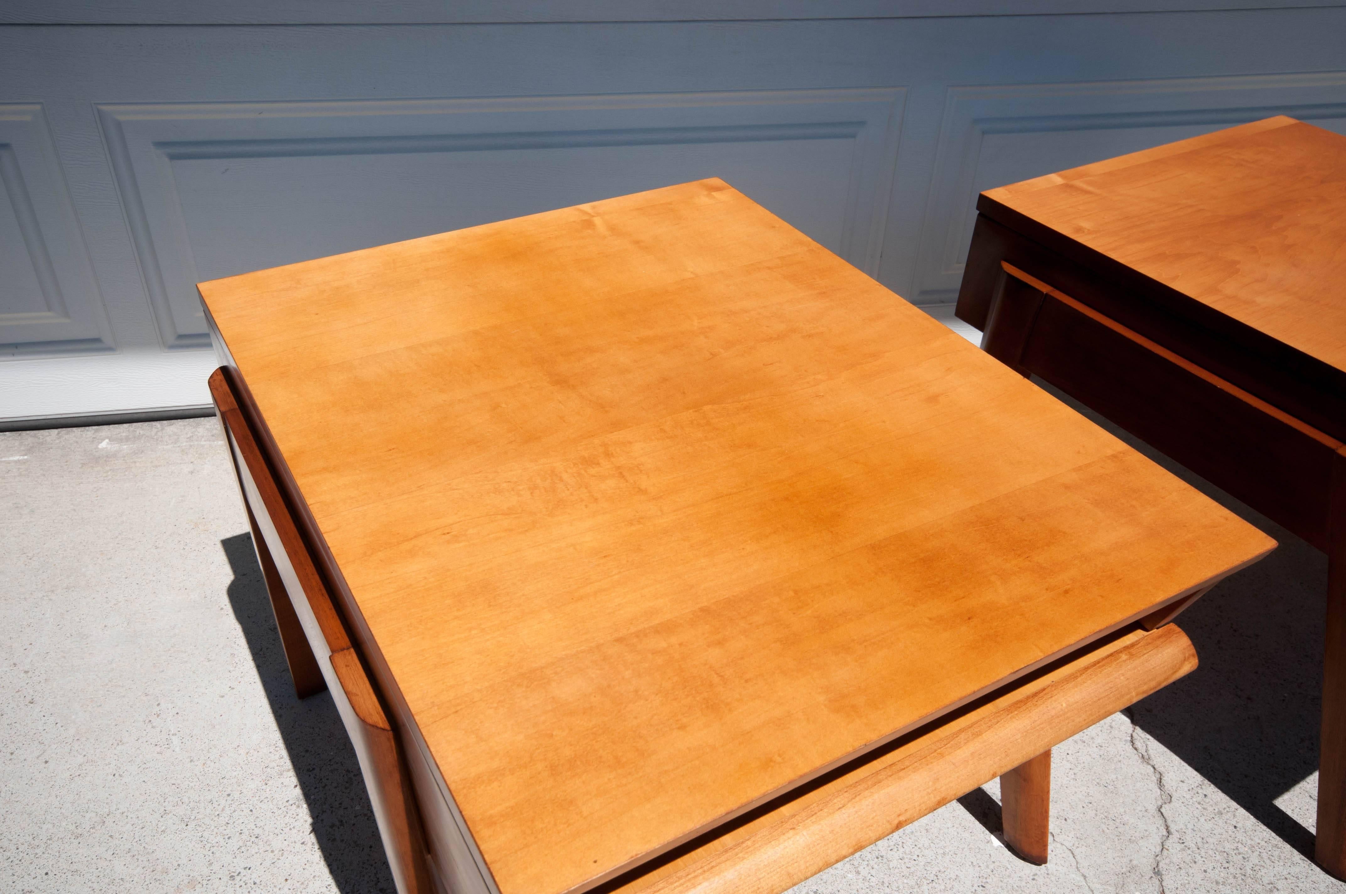 Mid-Century Modern Midcentury Brown Saltman End Tables by John Keal