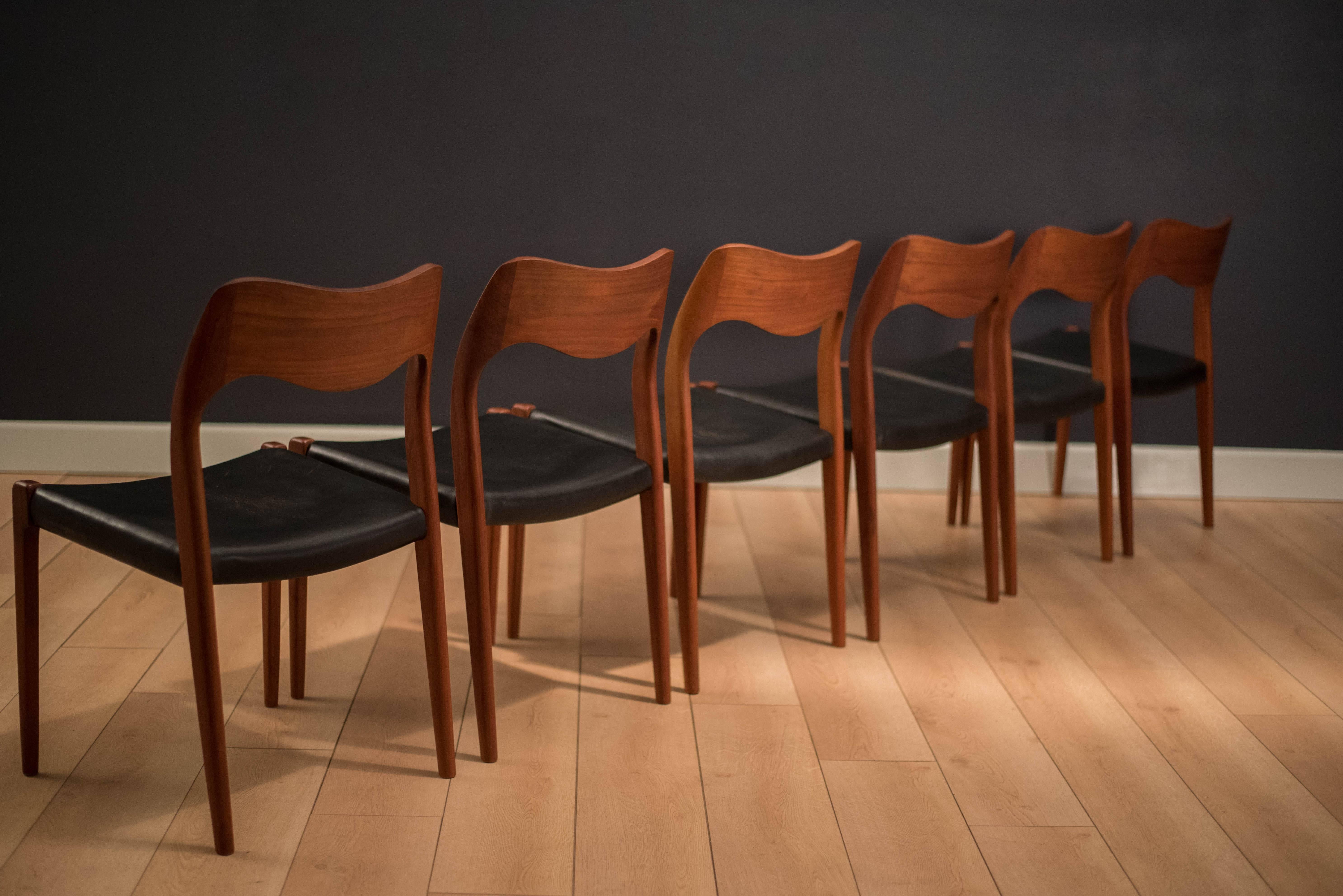 Mid-20th Century Niels Moller 71 Teak Dining Chairs