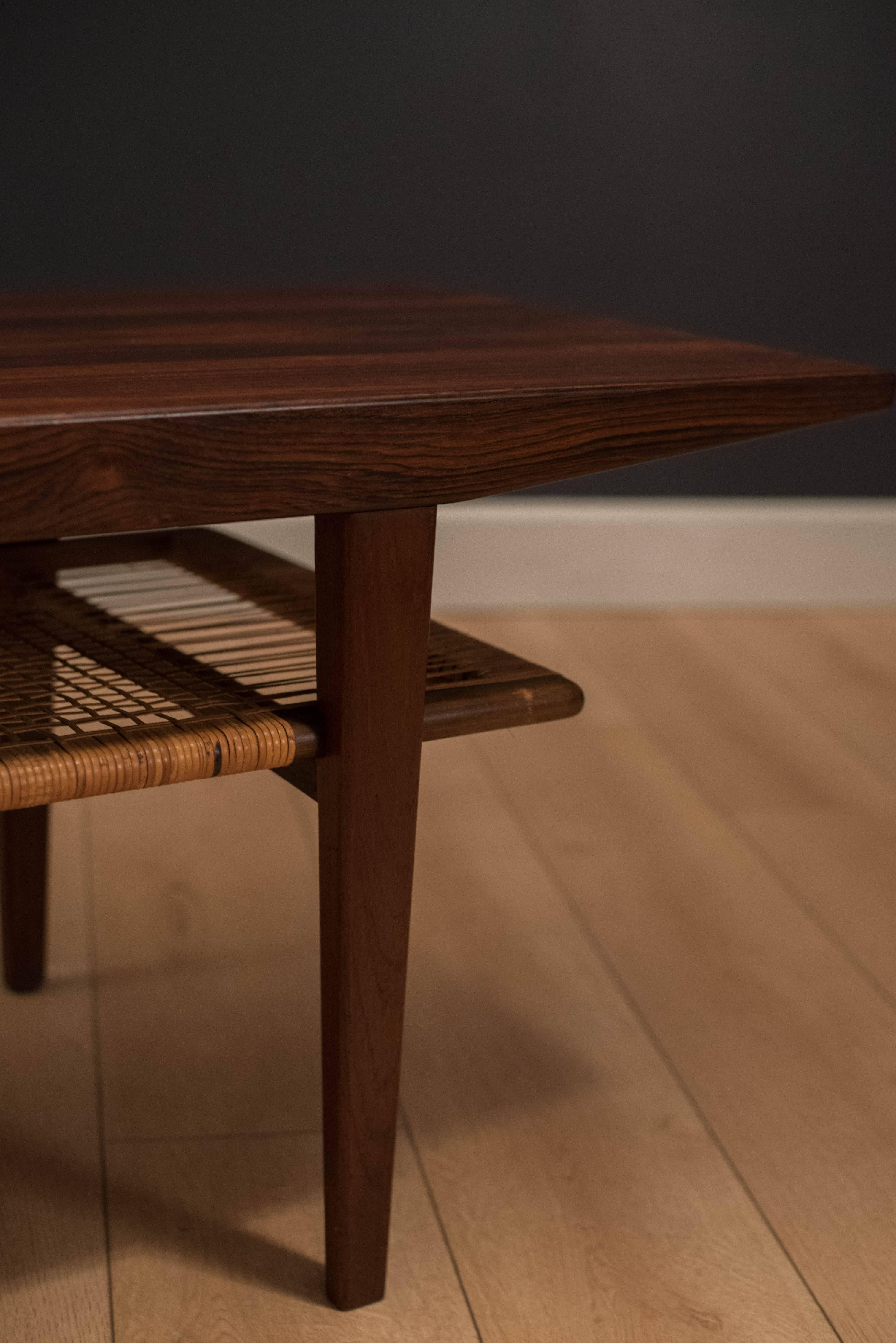 Cane Mid Century Danish Rosewood Coffee Table