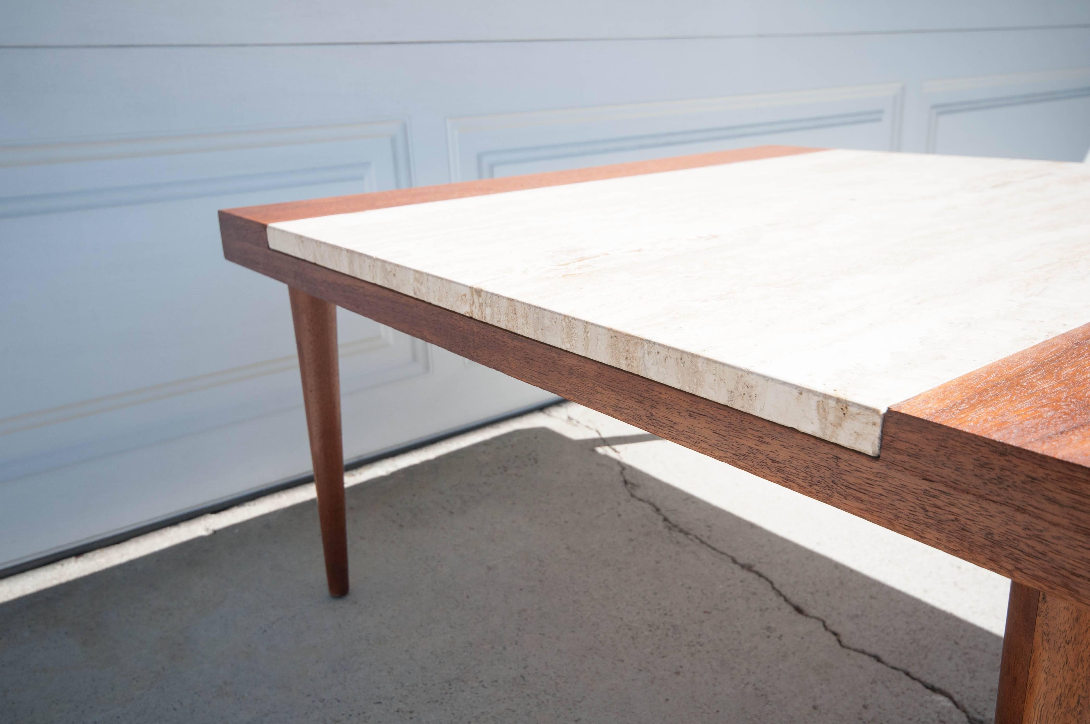 Midcentury Travertine Coffee Table at 1stDibs