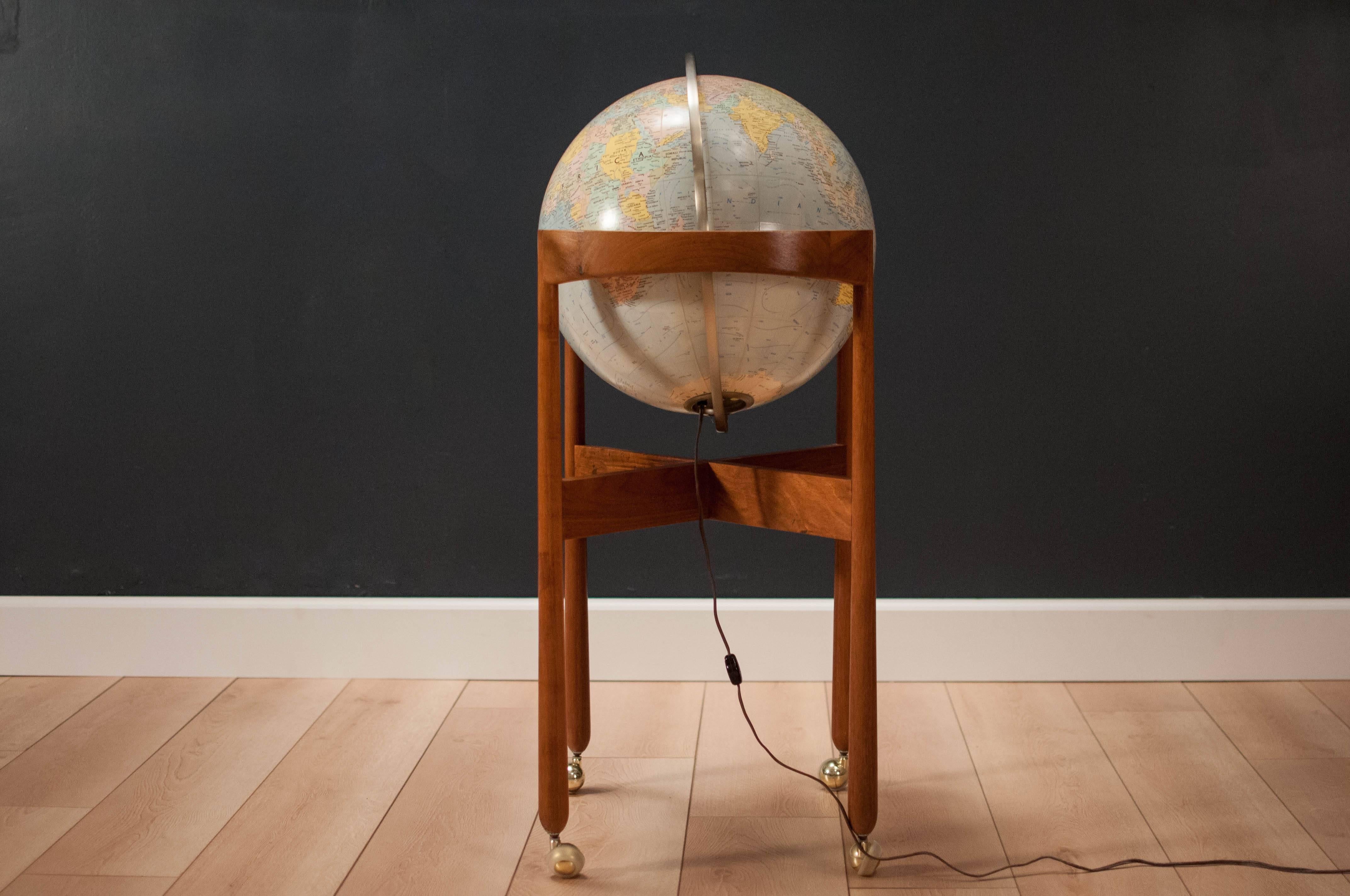 Mid-Century Modern Illuminated Jens Risom Globe Stand