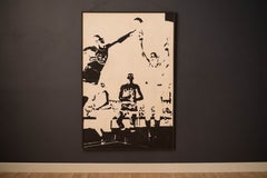 Vintage Large Abstract Basketball Black and White Canvas Wall Art Painting