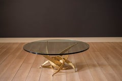 Vintage Silas Seandel Style Brutalist Torch Cut Sculptural Glass Coffee Table