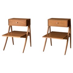 Pair of Vintage Kipp Stewart Walnut Floating Nightstands by Drexel Declaration