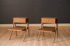Pair of Vintage Kipp Stewart Walnut Floating Nightstands by Drexel Declaration