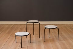 Set of Three Mid Century California Modern Nesting Round Tripod End Tables