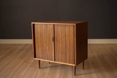 Vintage Milo Baughman Walnut Tambour Door Cabinet for Glenn of California