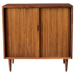 Vintage Milo Baughman Walnut Tambour Door Cabinet for Glenn of California