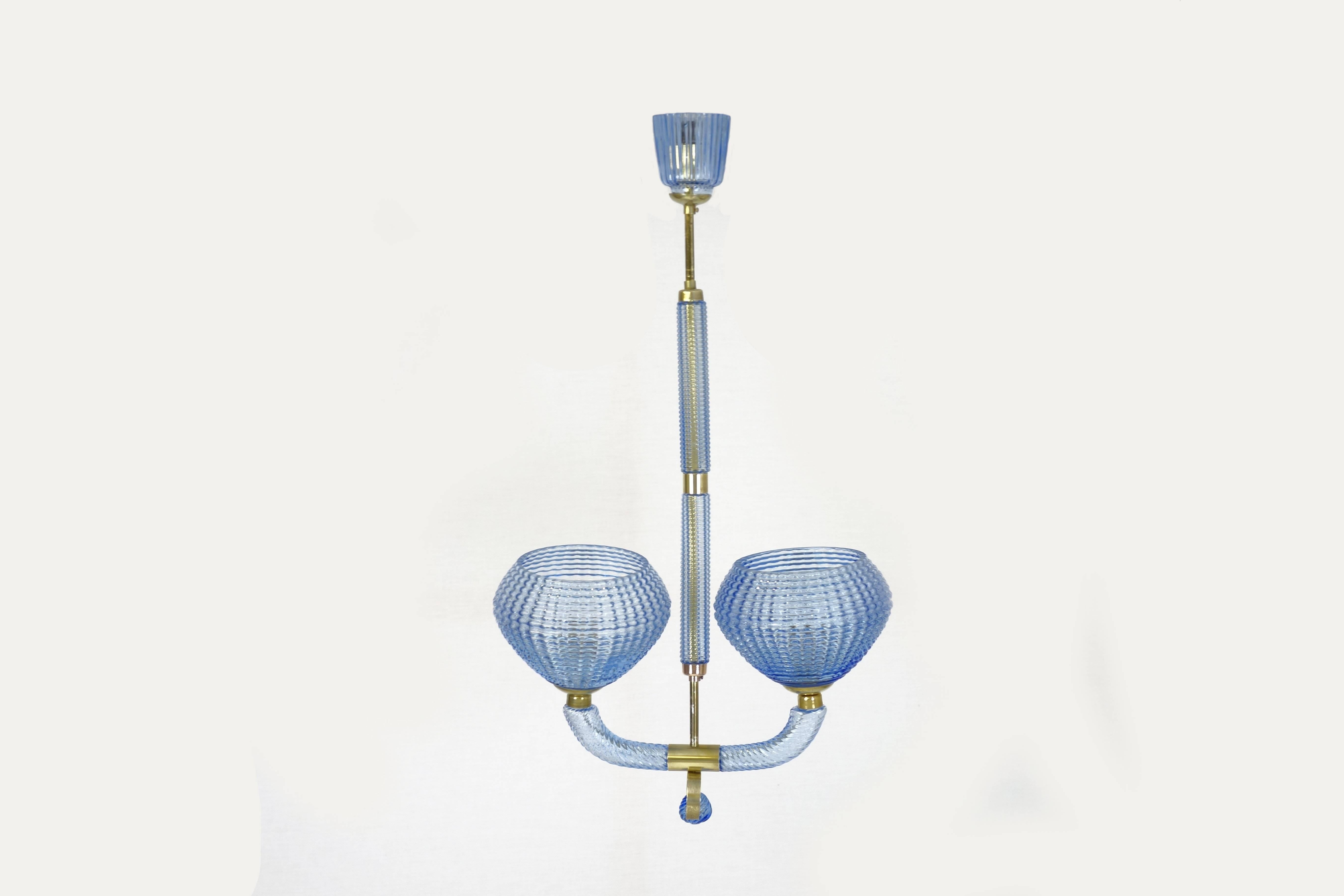 PENDANT LAMP Blue By Barovier And Toso Ceiling Light Lamp Chandelier In Good Condition For Sale In Perchtoldsdorf, AT