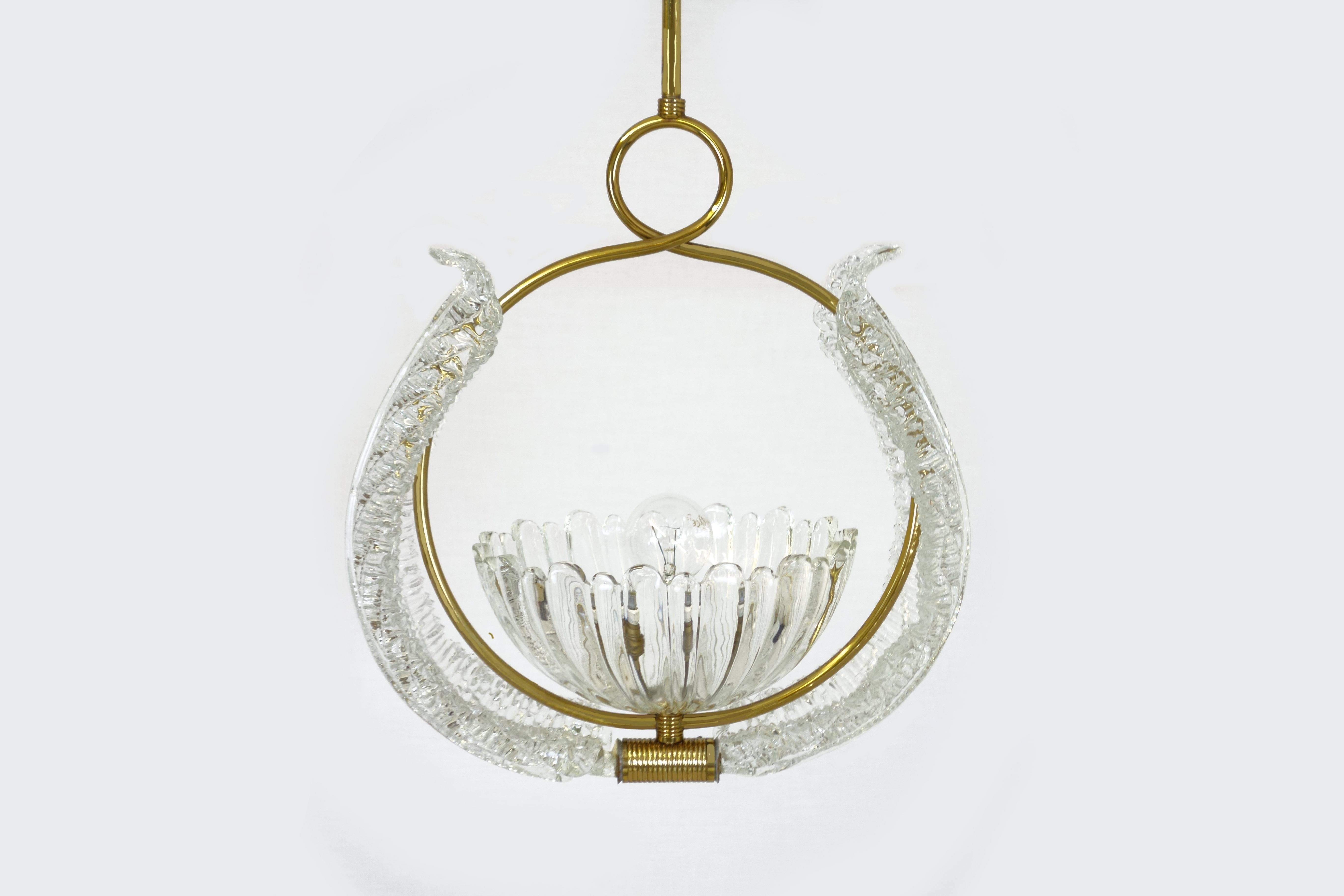 20th Century Pendant Lamp by Barovier Toso, Italy, Venetian Glass For Sale