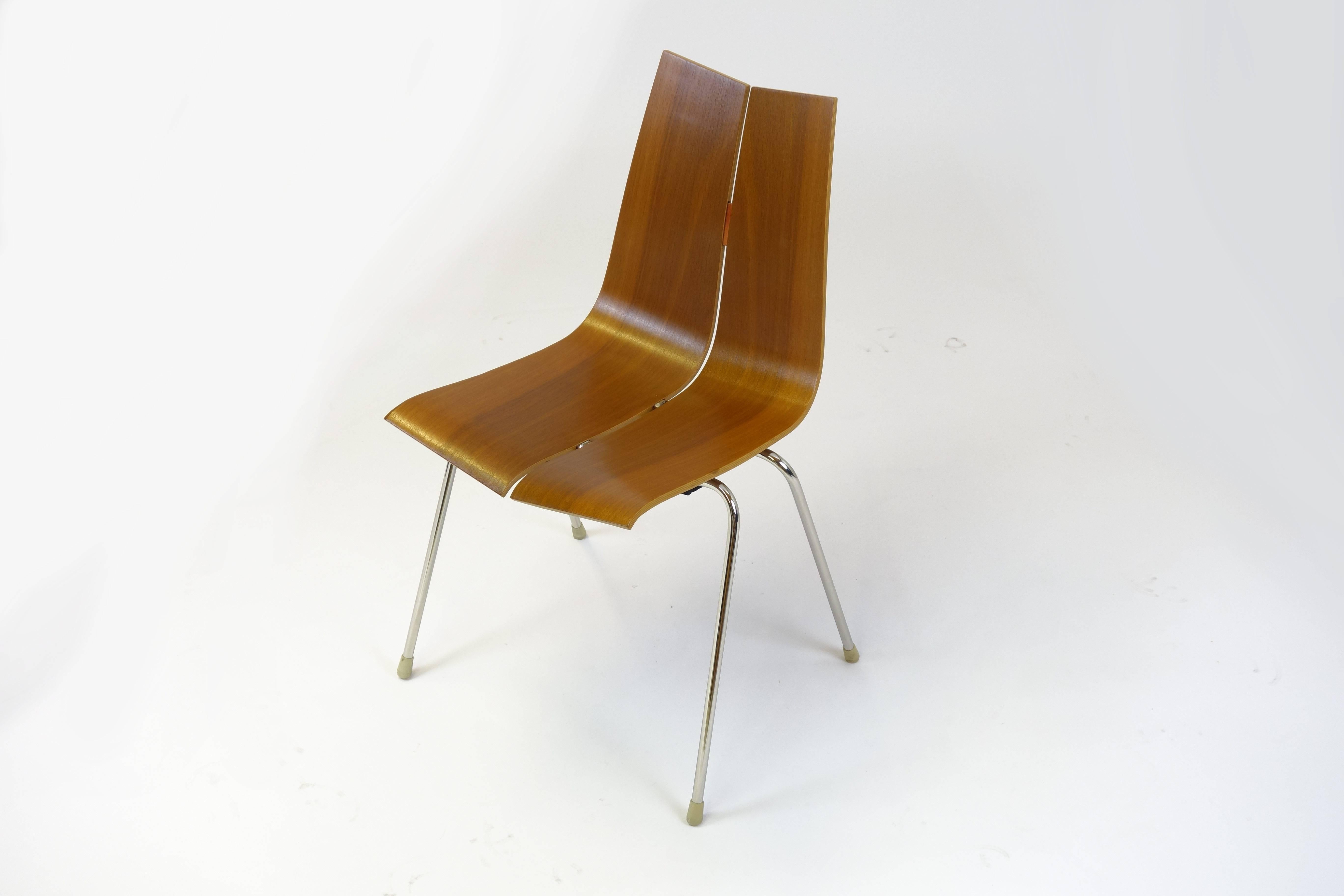 Plated Stacking Chairs Designed by Hans Bellmann, Horgen-Glarus Seat Stool, 1952 For Sale