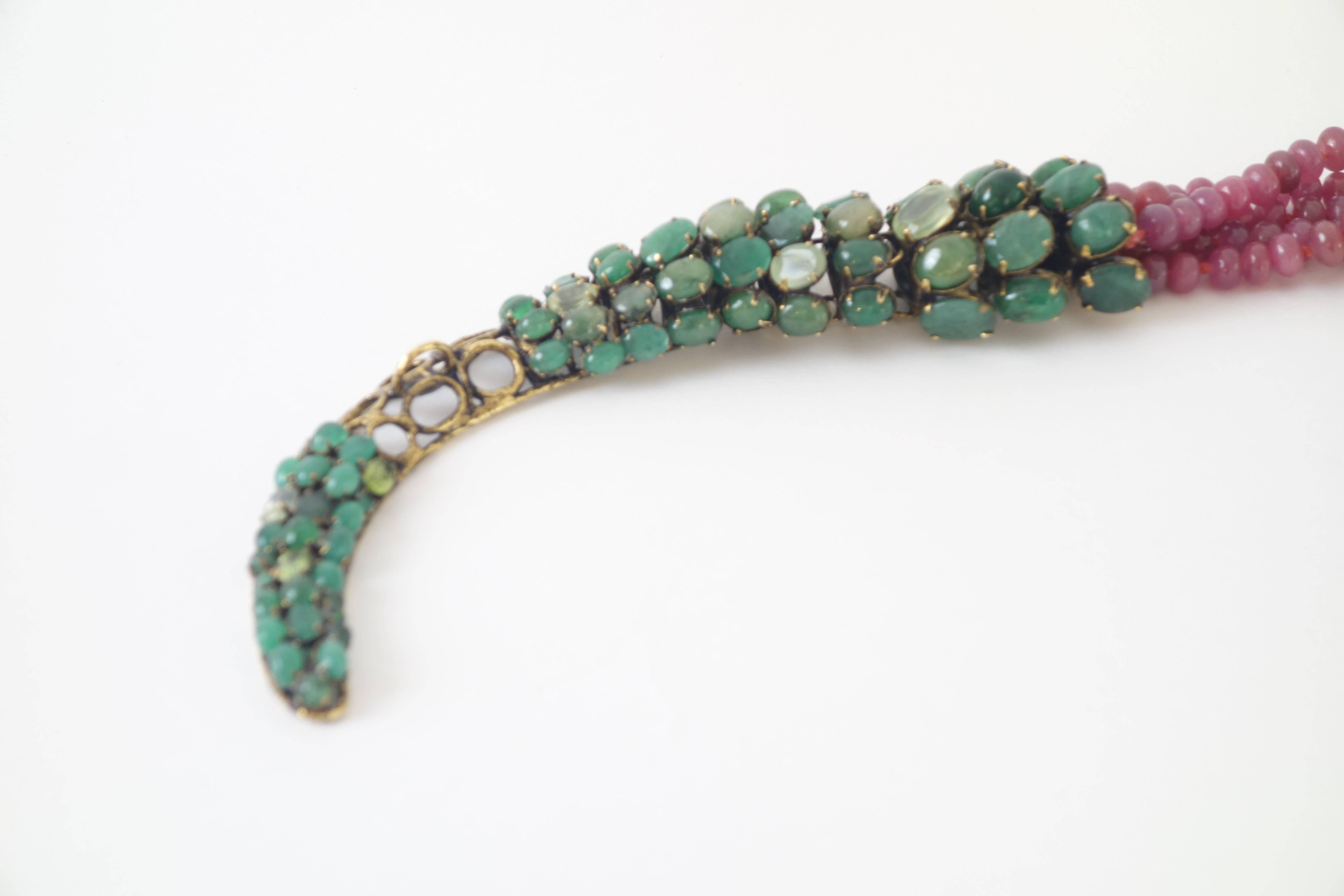 Polished Necklace by Iradj Moini, with a Blend of Emerald, Ruby and Swarovski Crystal