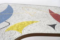 Side Table with Mosaic Tile Tessellation and Brass Edging, France, 1950s