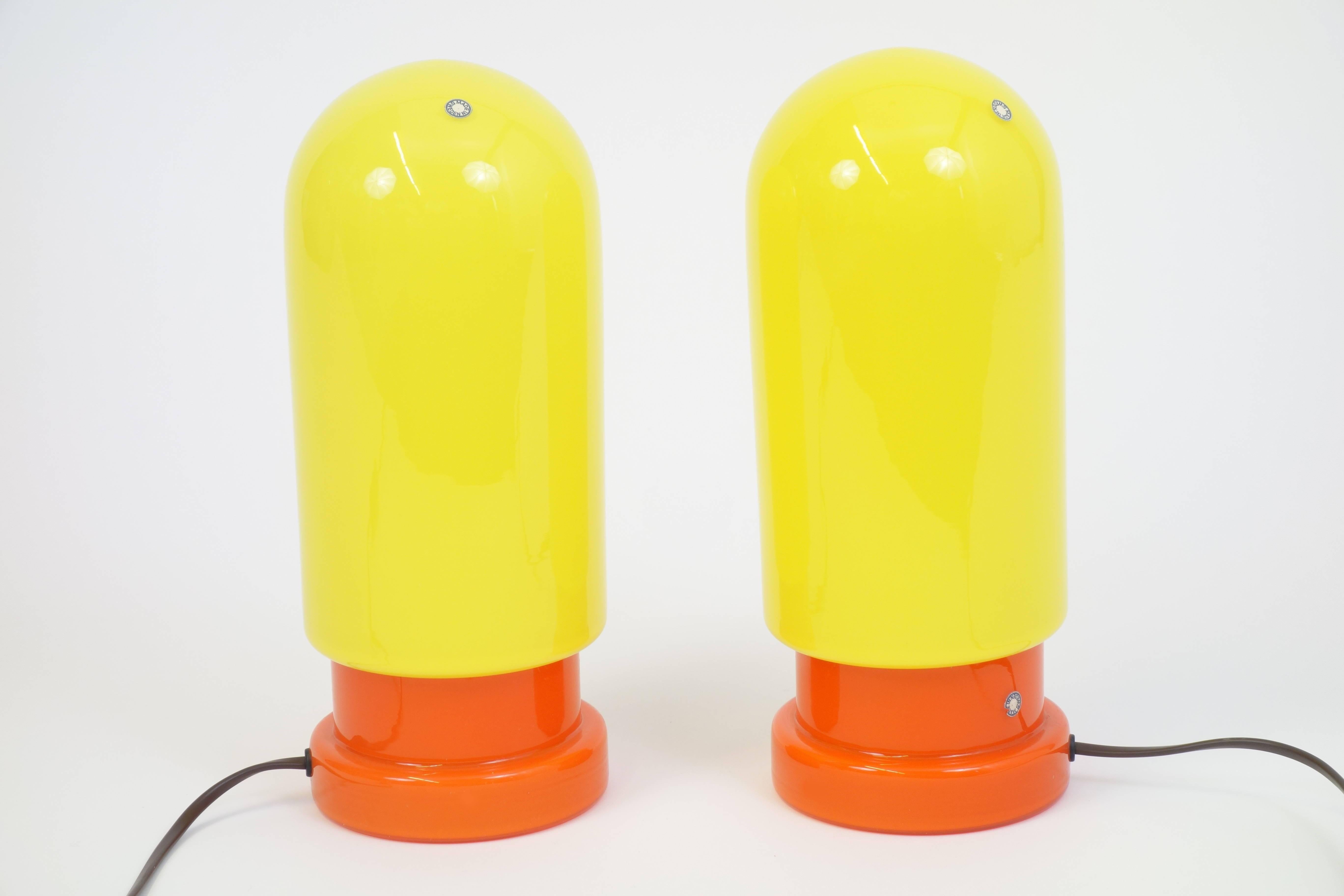 Pair of Table Lamps by Holmegaard, Sweden In Excellent Condition For Sale In Perchtoldsdorf, AT