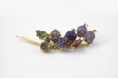 Brooch with Amethysts and Emeralds Designed and Manufactured by Iradj Moini
