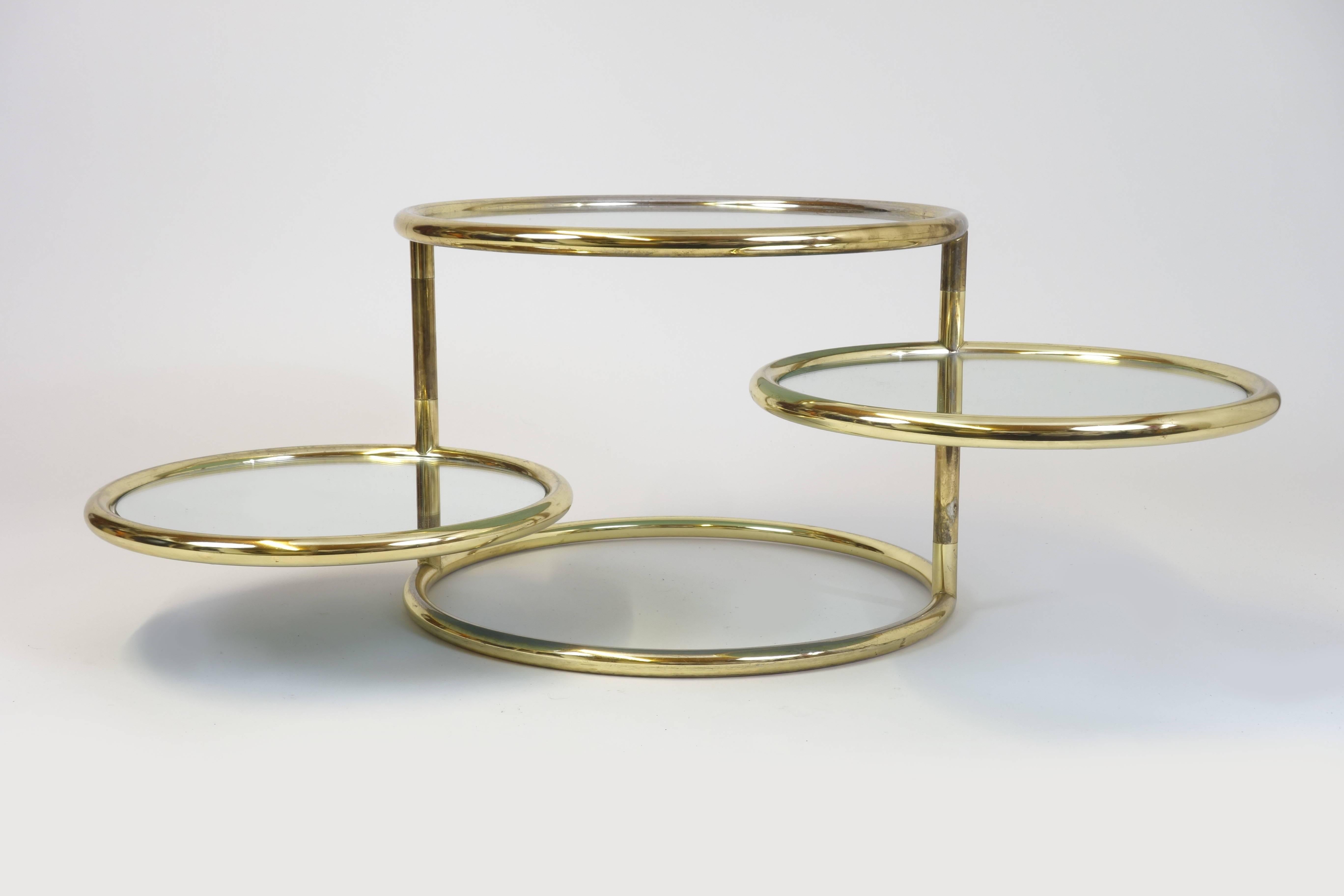 Gilt Guilded Sidetable to Fan Out with Mirrored Tops For Sale