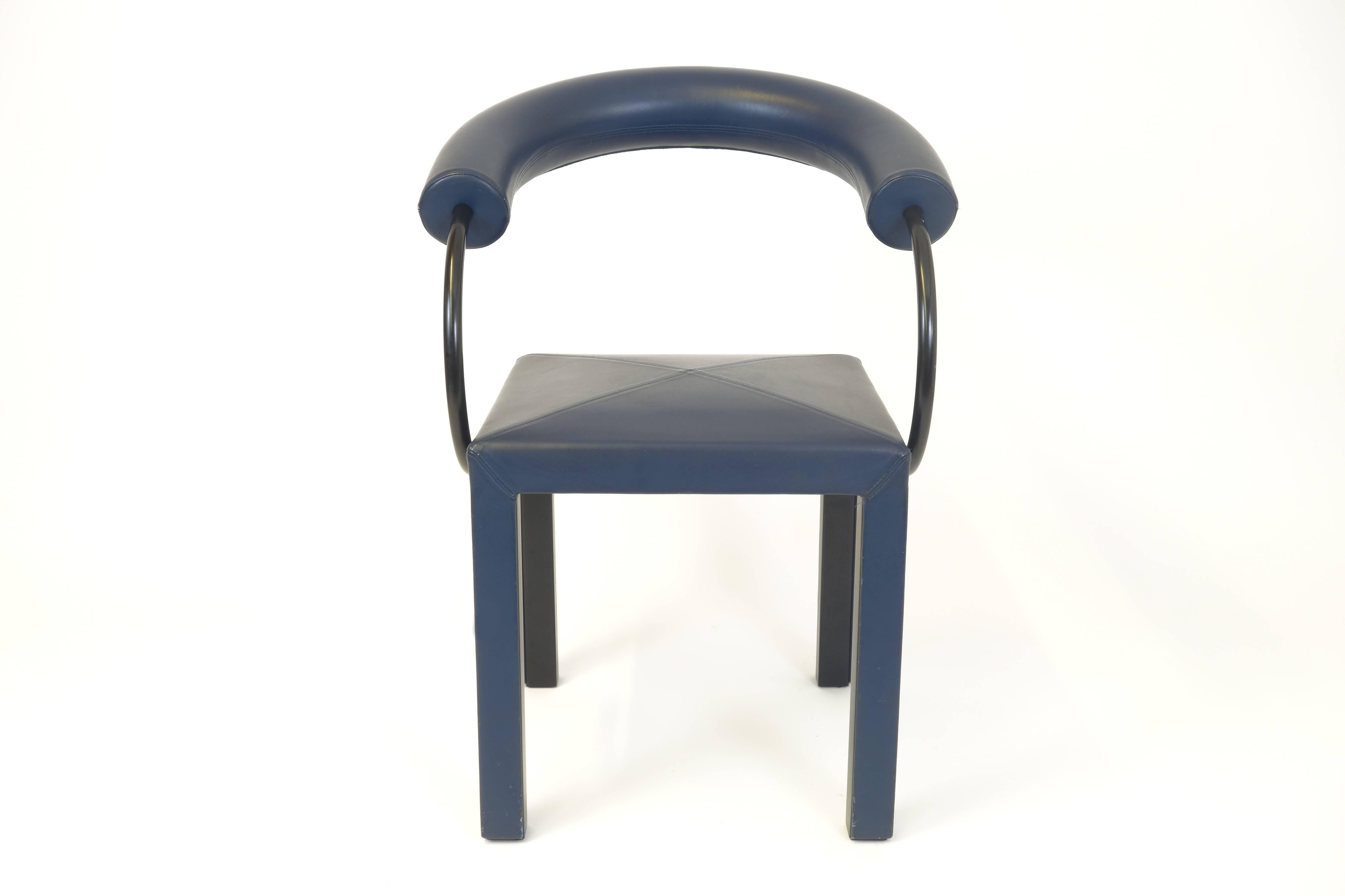 Post-Modern Chair Paolo Piva Leather Arcadia B&B Italia Tubular Armchair Arcosa Seating For Sale