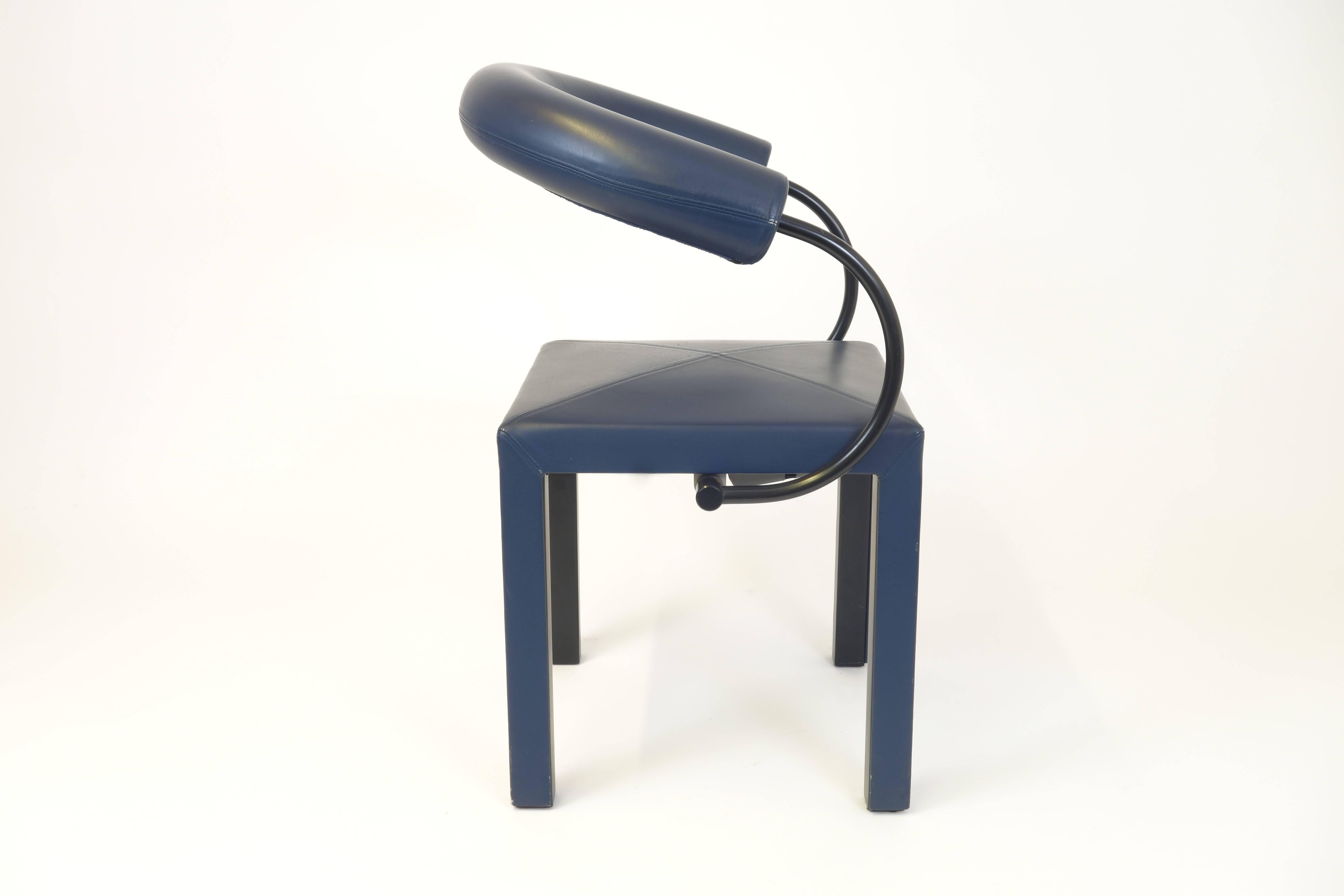 Blackened Chair Paolo Piva Leather Arcadia B&B Italia Tubular Armchair Arcosa Seating For Sale