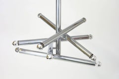Chandelier, Midcentury, Lighting, Pendant, Metal Tubes, France, Chrome-Plated