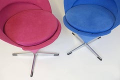 Verner Panton Design Pair of Cone Chairs Vitra Blue Red Denmark Original Nehl