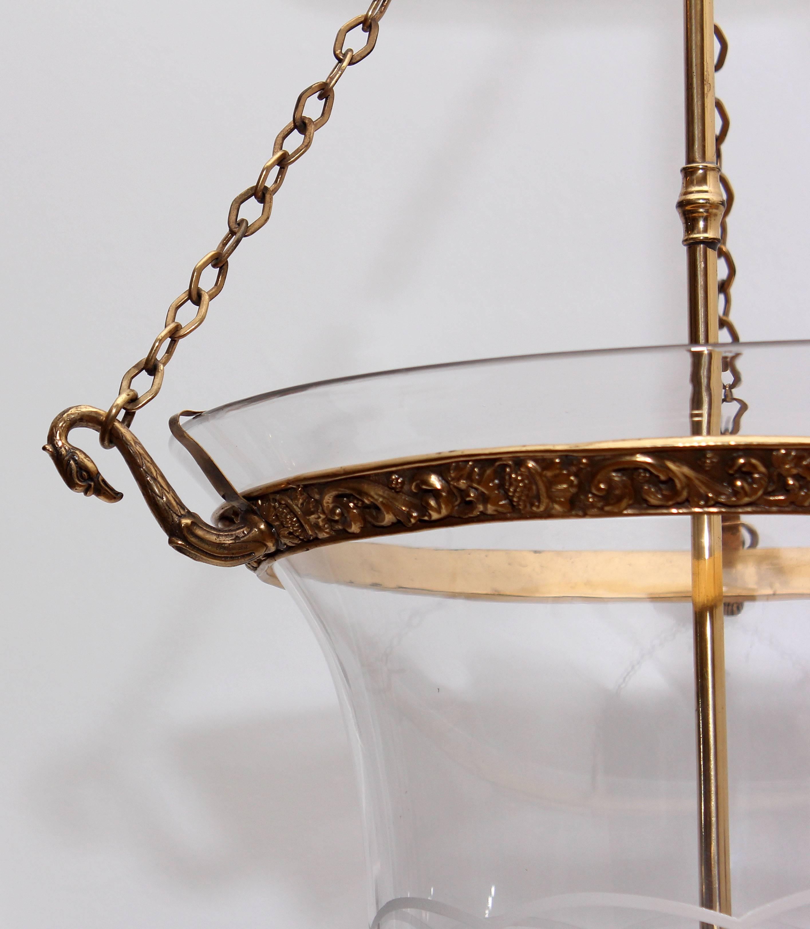 American Large Bell Jar Hanging Lantern Attributed to E.F. Caldwell