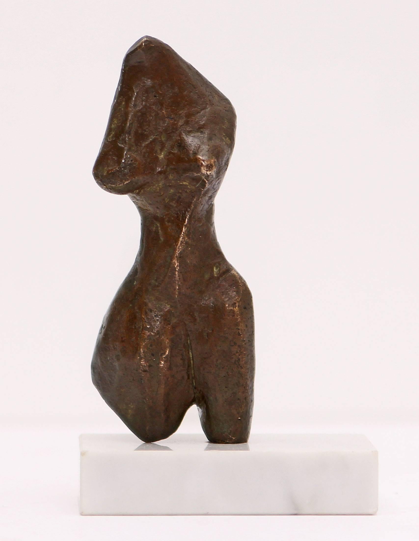 Mid-Century Modern bronze sculpture of nude female torso. Artist anonymous.
