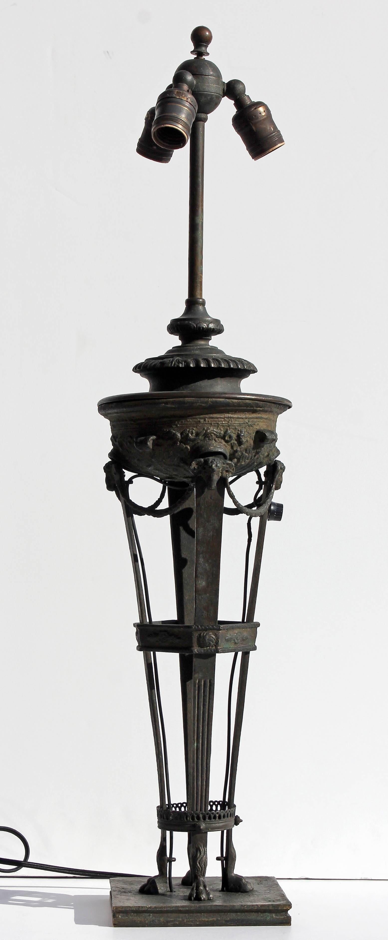 Neoclassical Revival Bronze Table Lamp 