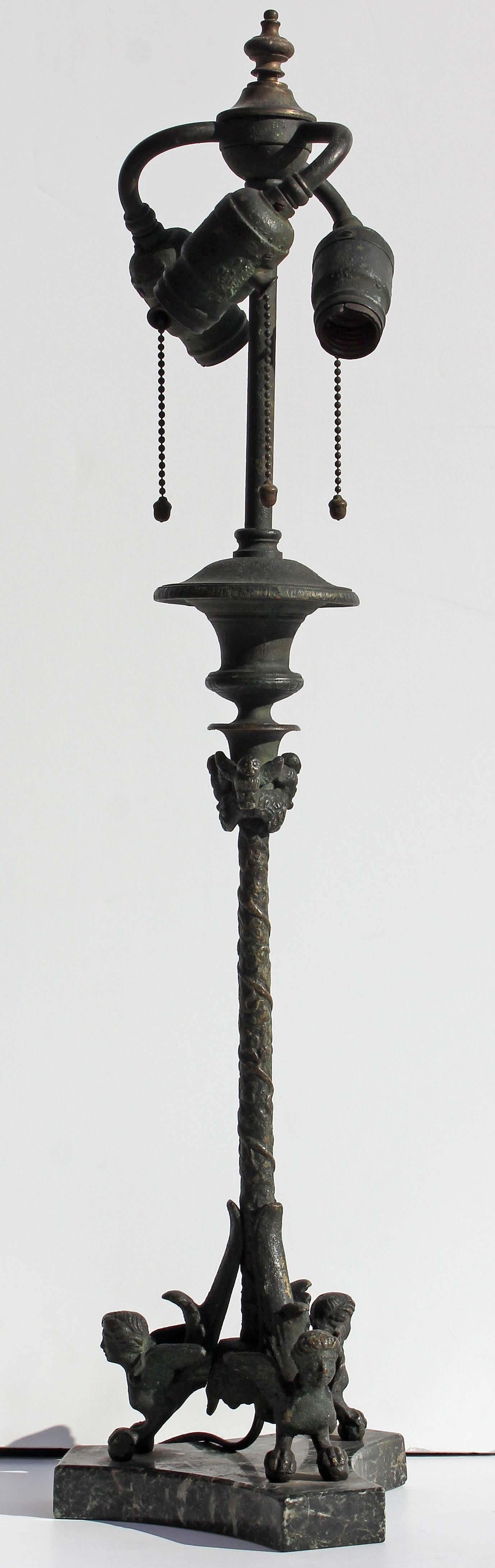 Greco Roman style  classical  table  lamp. Attributed to E.F. Caldwell.
