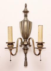 Pair of Silver Plated Bronze Wall Sconces