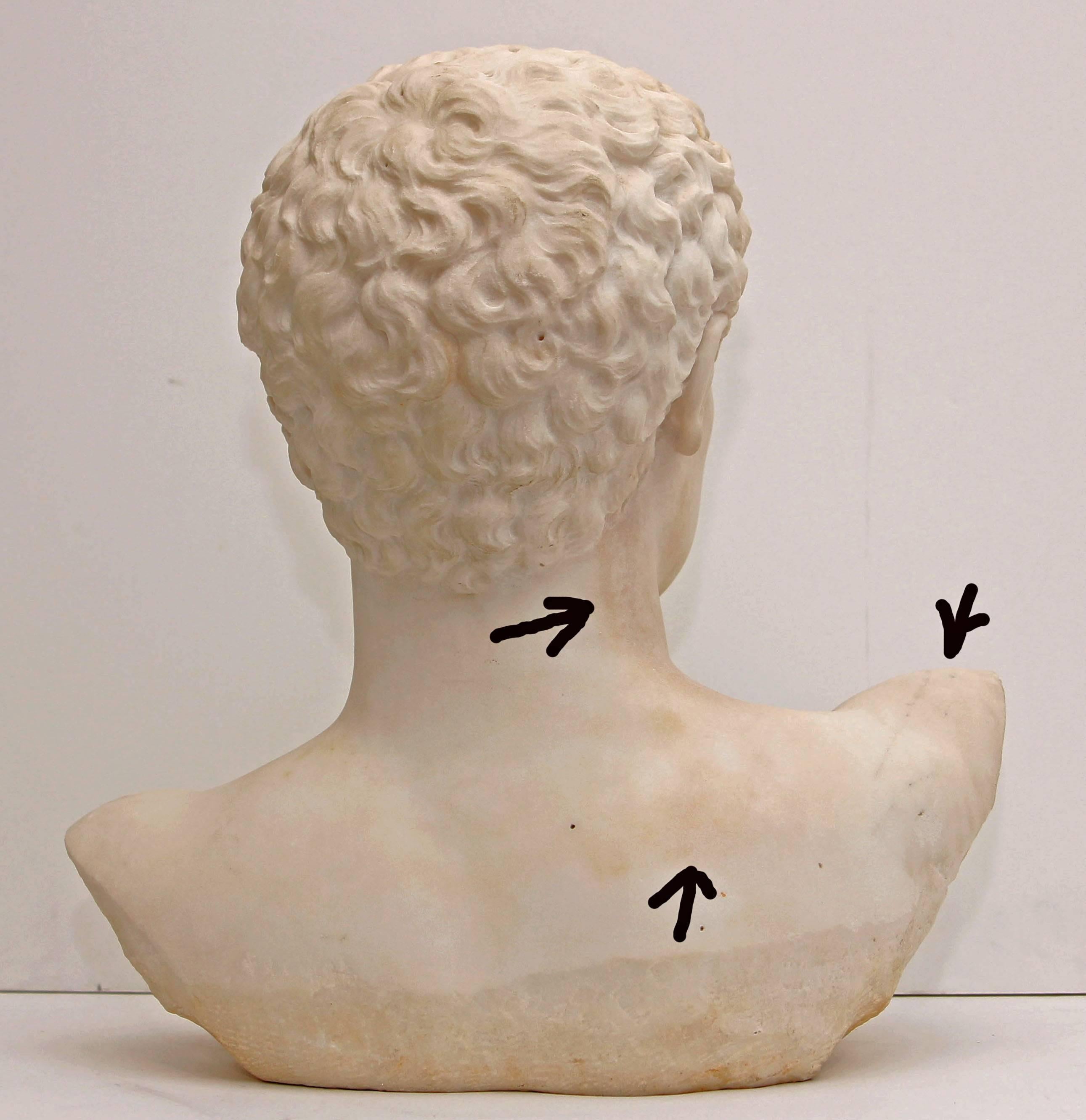 Hermes, Classical Greco Roman  Marble Bust by American Sculptor Waldo Story In Excellent Condition In Rochester, NY