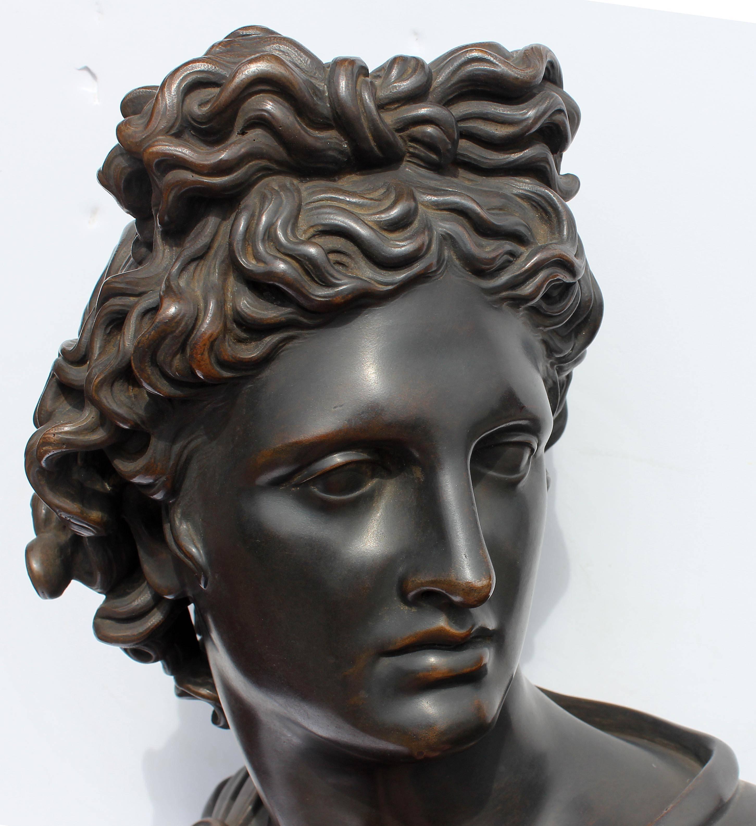 European Large Grand Tour Bronze Sculpture Apollo