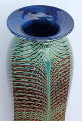 Handmade 20th Century Modern Art Glass Pulled Feather Vase