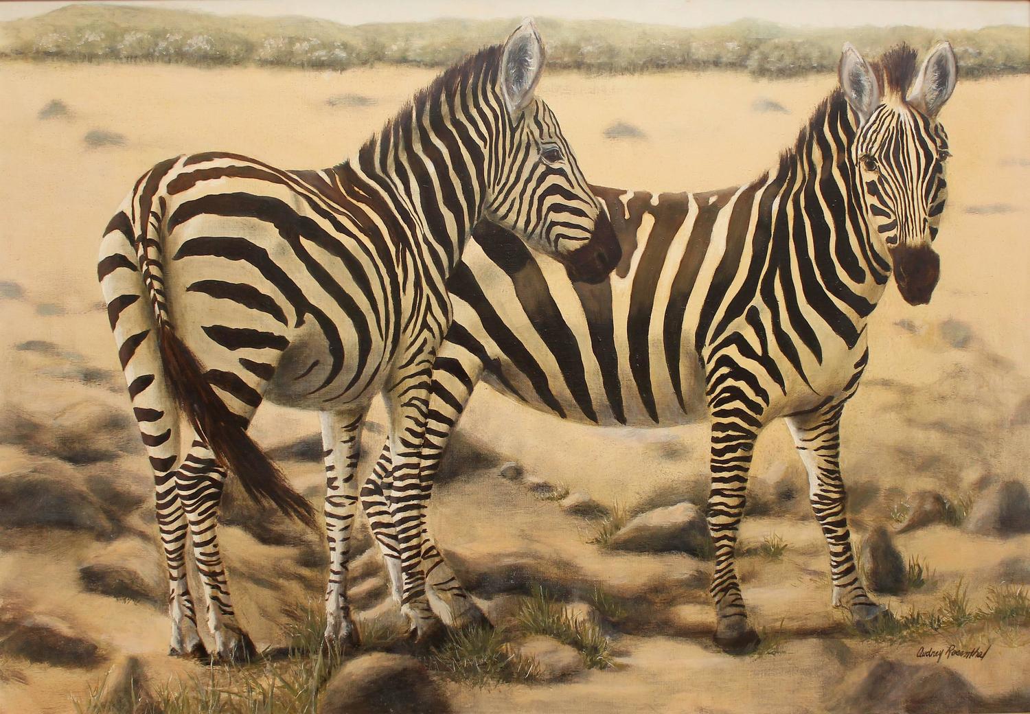 Painting "African Zebra" Large Oil Painting For Sale at 1stdibs
