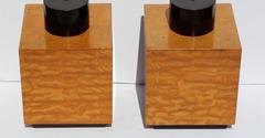 Pair of Andrew Szoeke Quilted Maple Lamps