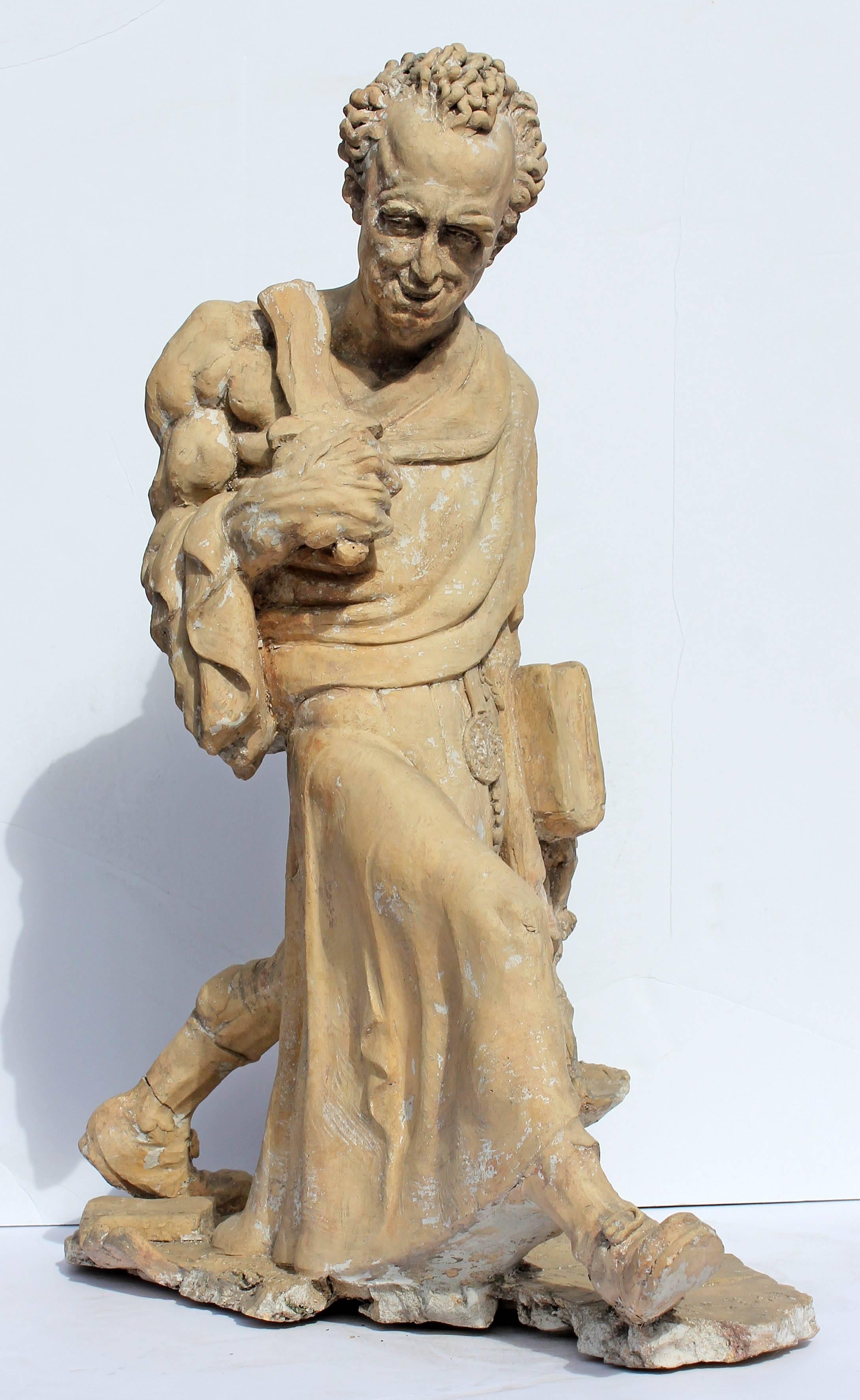 Original terracotta sculpture representing justice, law and order by Edgardo Simone. Figure carries scales of justice and the US constitution in one hand and a sword in the other hand. Signed Edgardo Simone and dated 1939.

Edgardo Simone